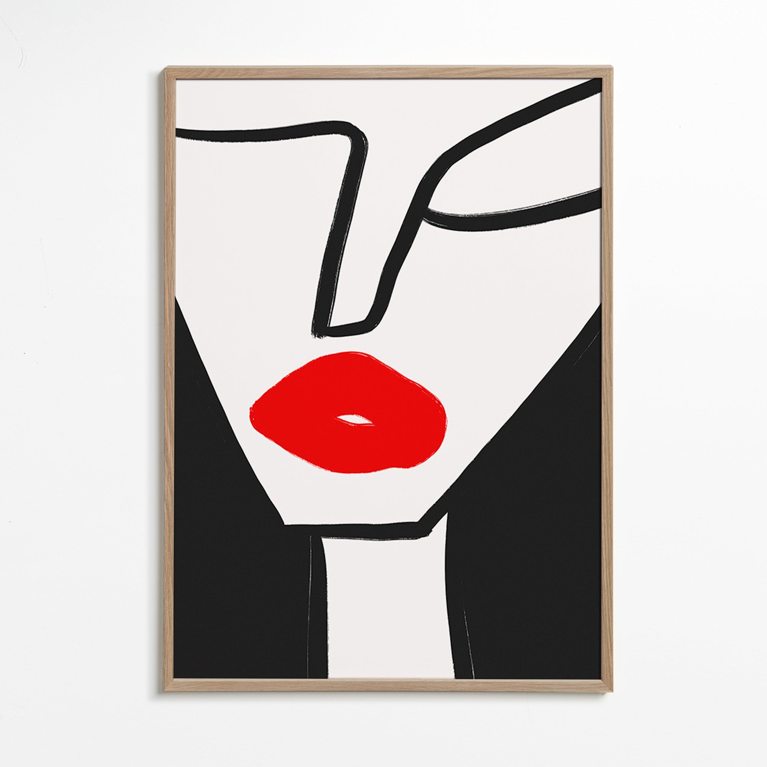 Minimalistisk plakat røde læber profil – Oak Frame