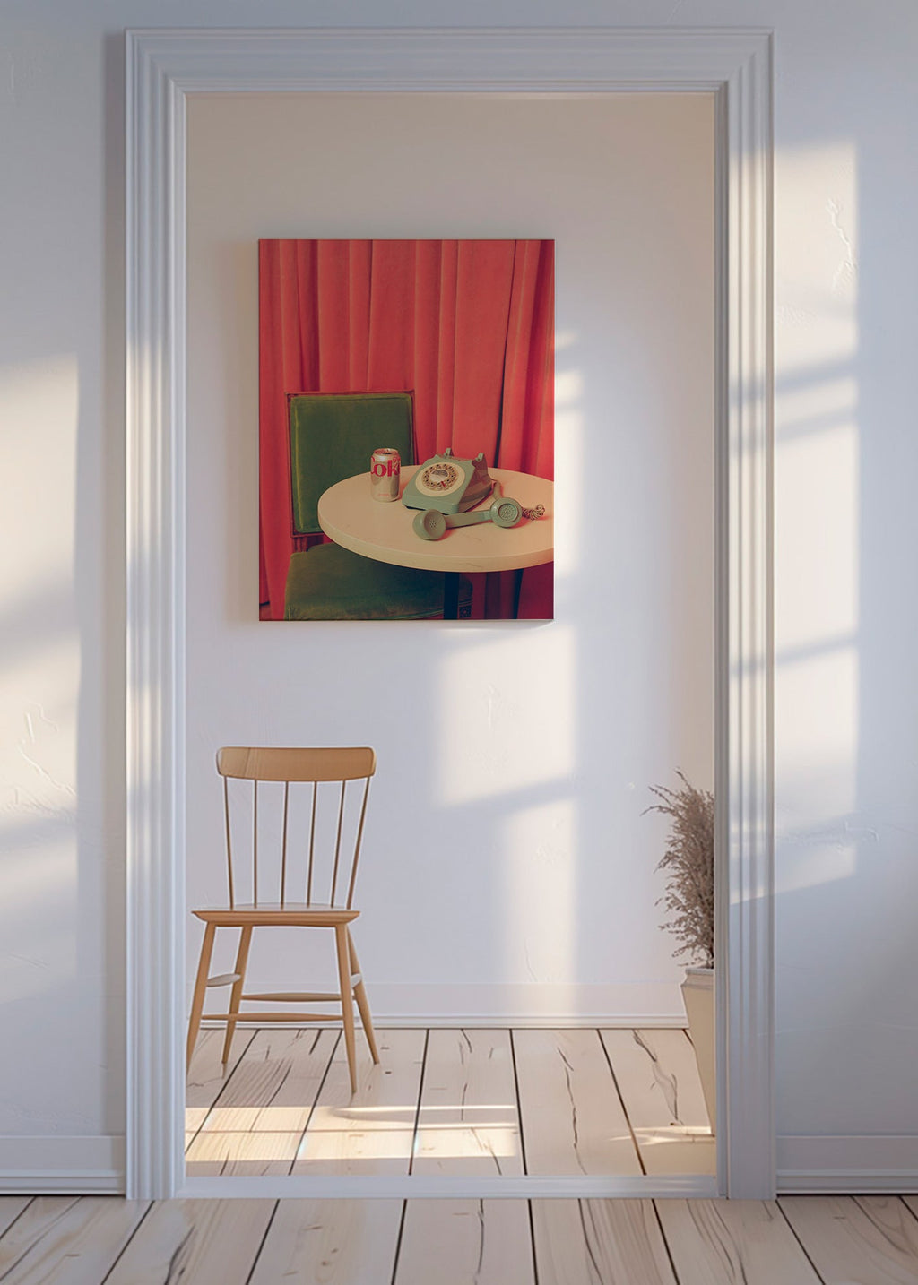 Vintage telefon foto på bord – Canvas