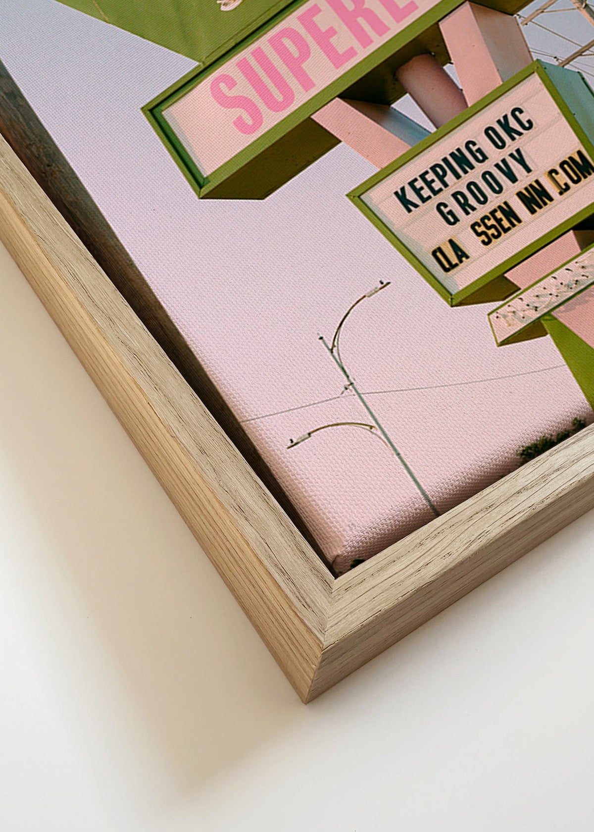 Vintage skilt fotografi grøn og rosa – Canvas detail