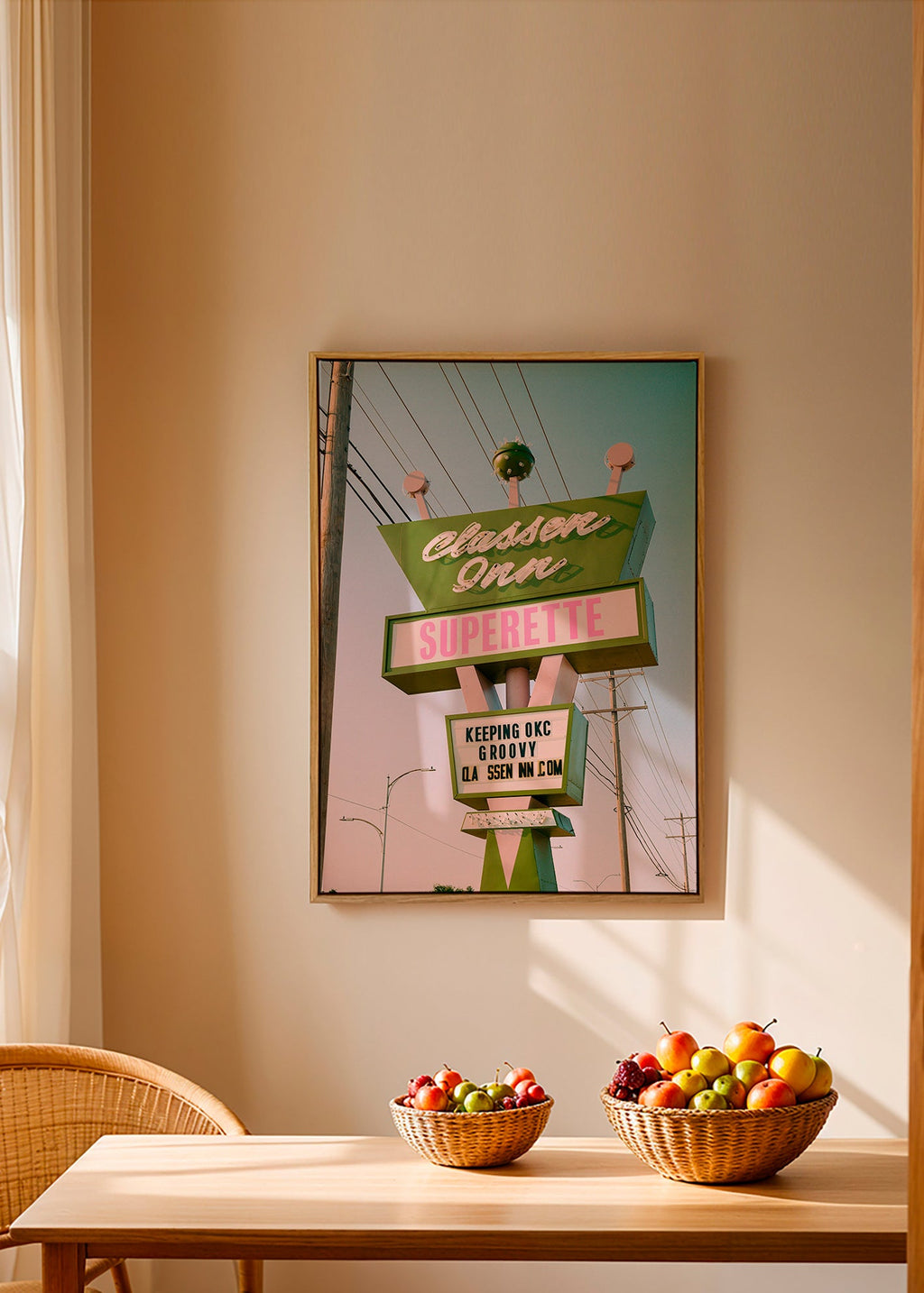Vintage skilt fotografi grøn og rosa – Canvas1