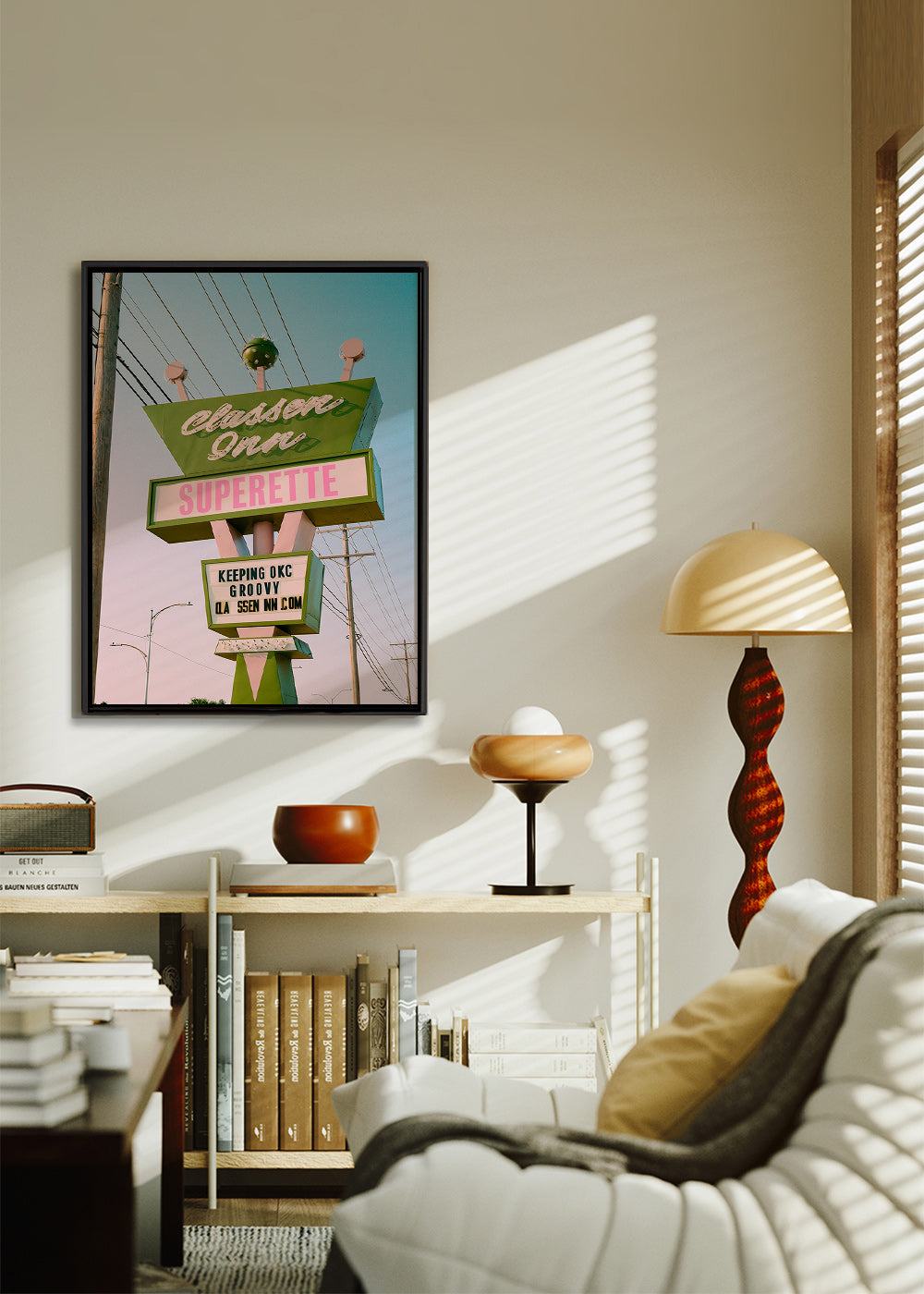 Vintage skilt fotografi grøn og rosa – Canvas2