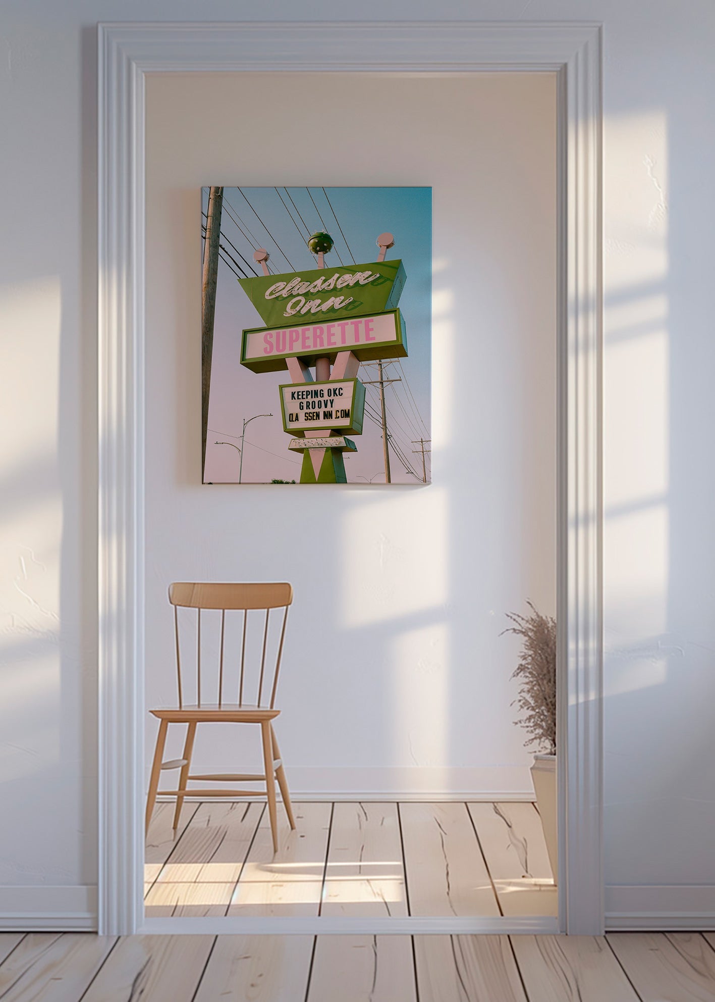 Vintage skilt fotografi grøn og rosa – Canvas