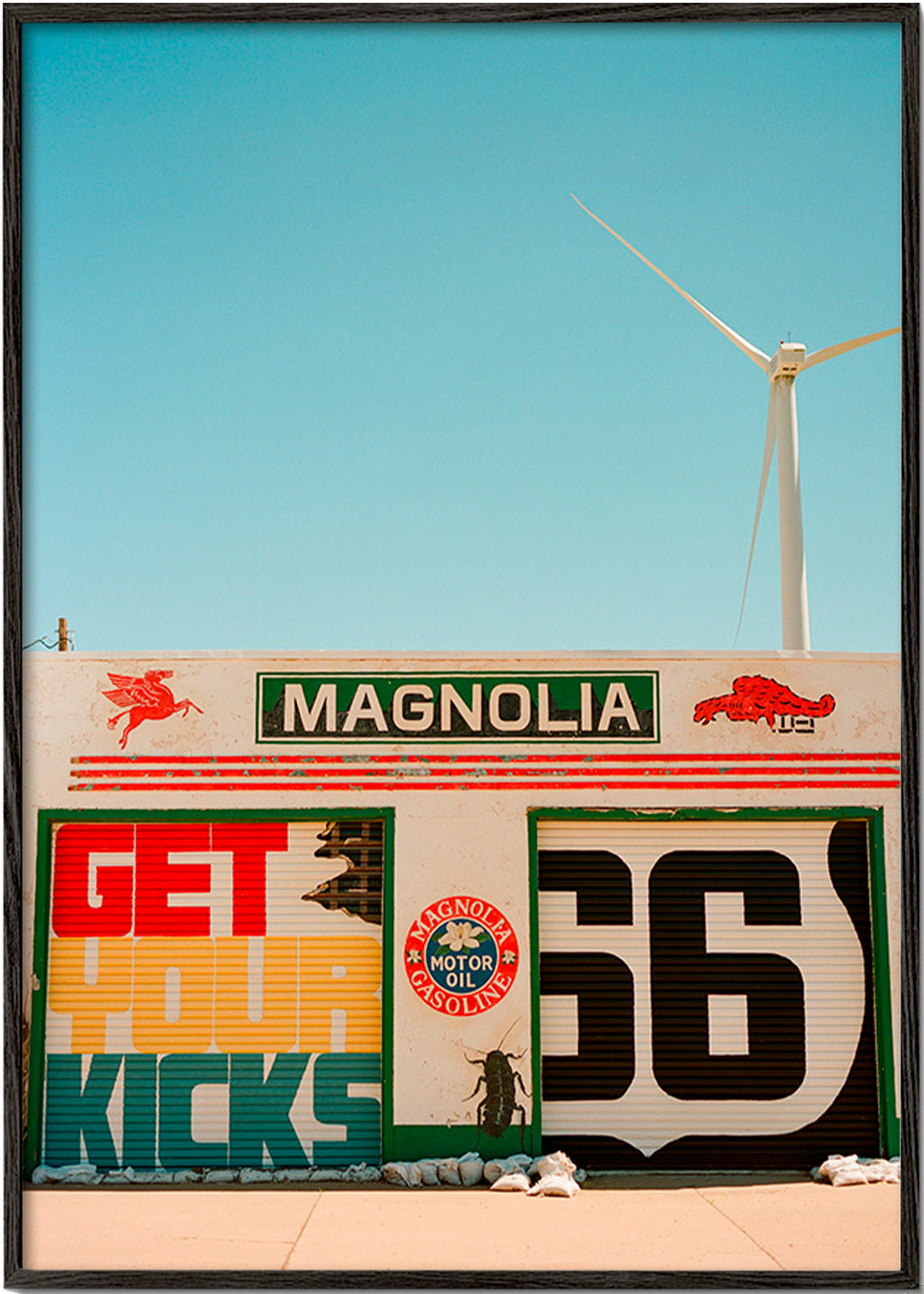Køkkenkunst Route 66 vægmaleri foto – Black Frame