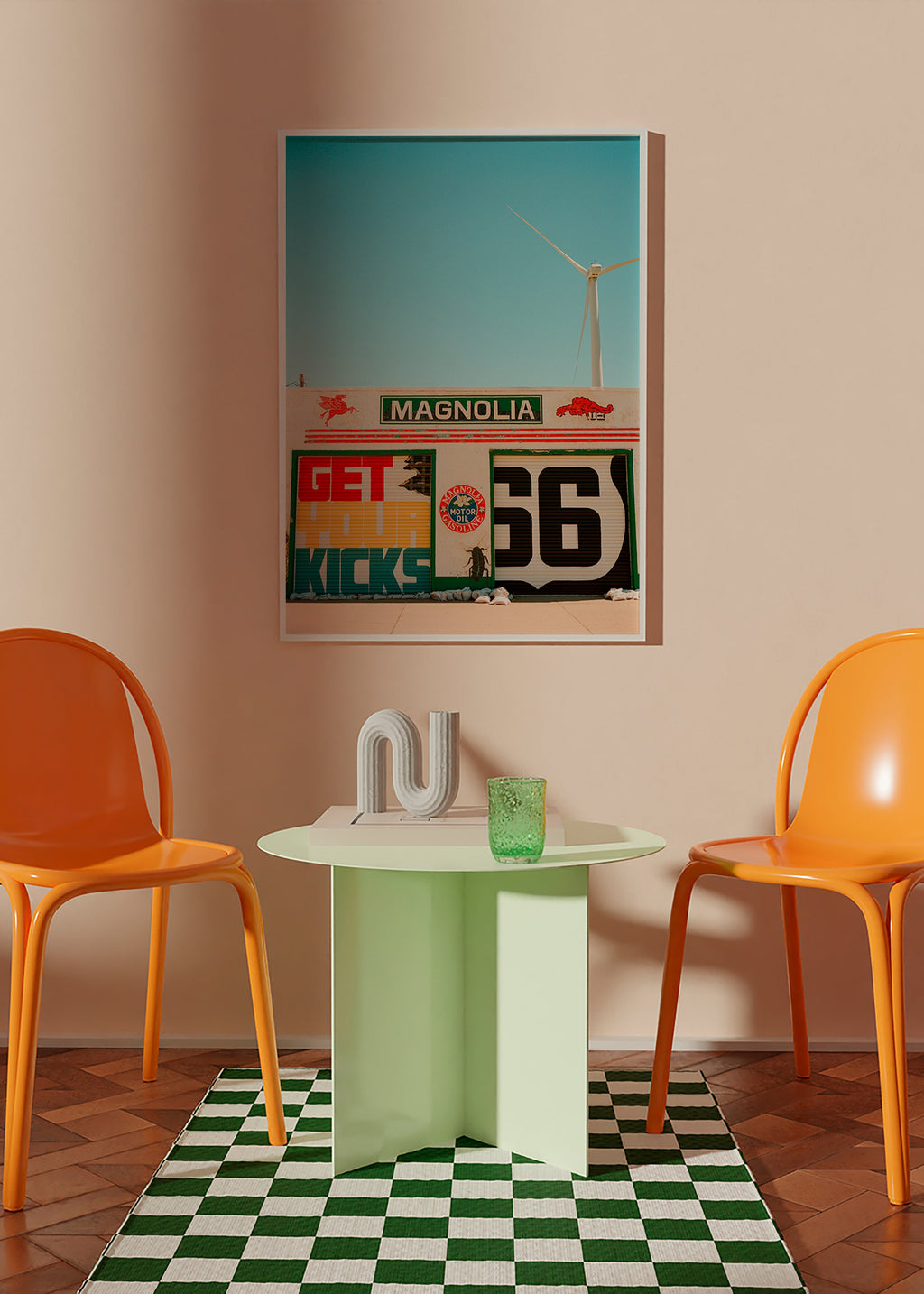 Køkkenkunst Route 66 vægmaleri foto – Product2