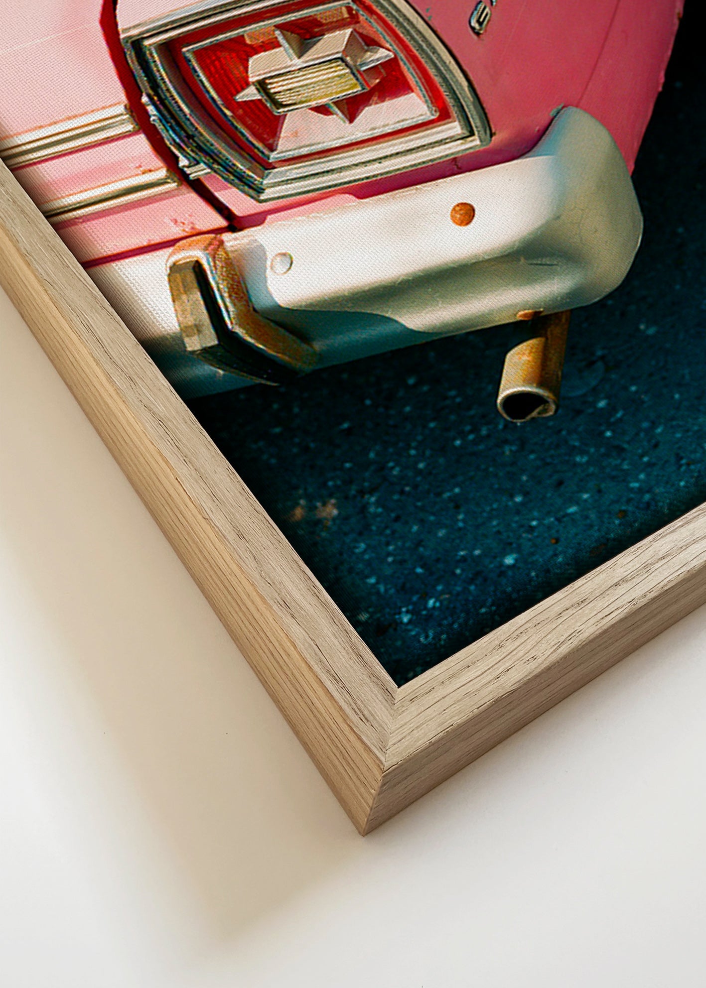 Vintage bil rosa plakat – Canvas detail