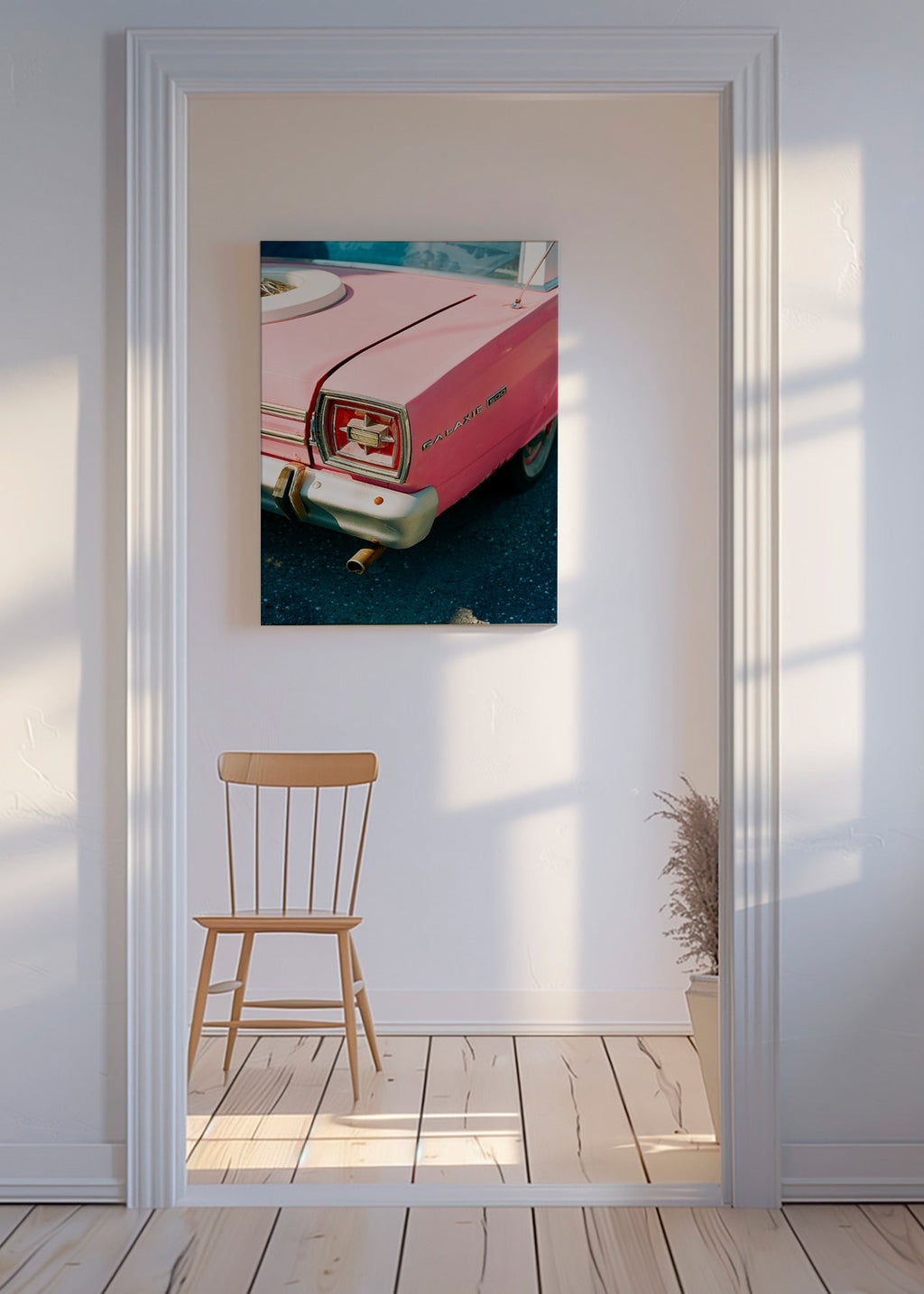 Vintage bil rosa plakat – Canvas