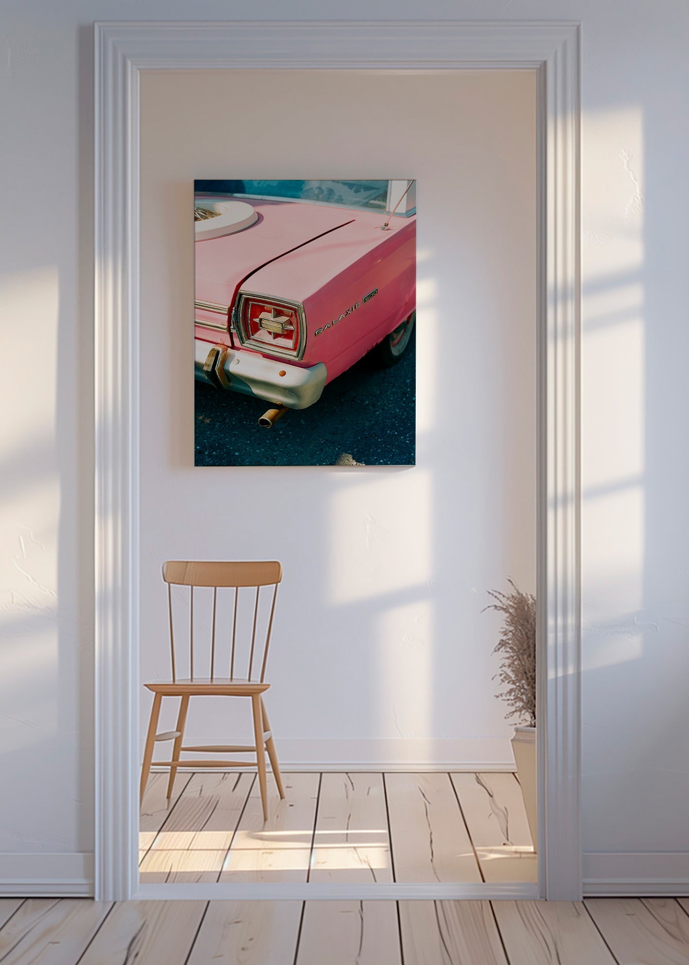 Vintage bil rosa plakat – Canvas