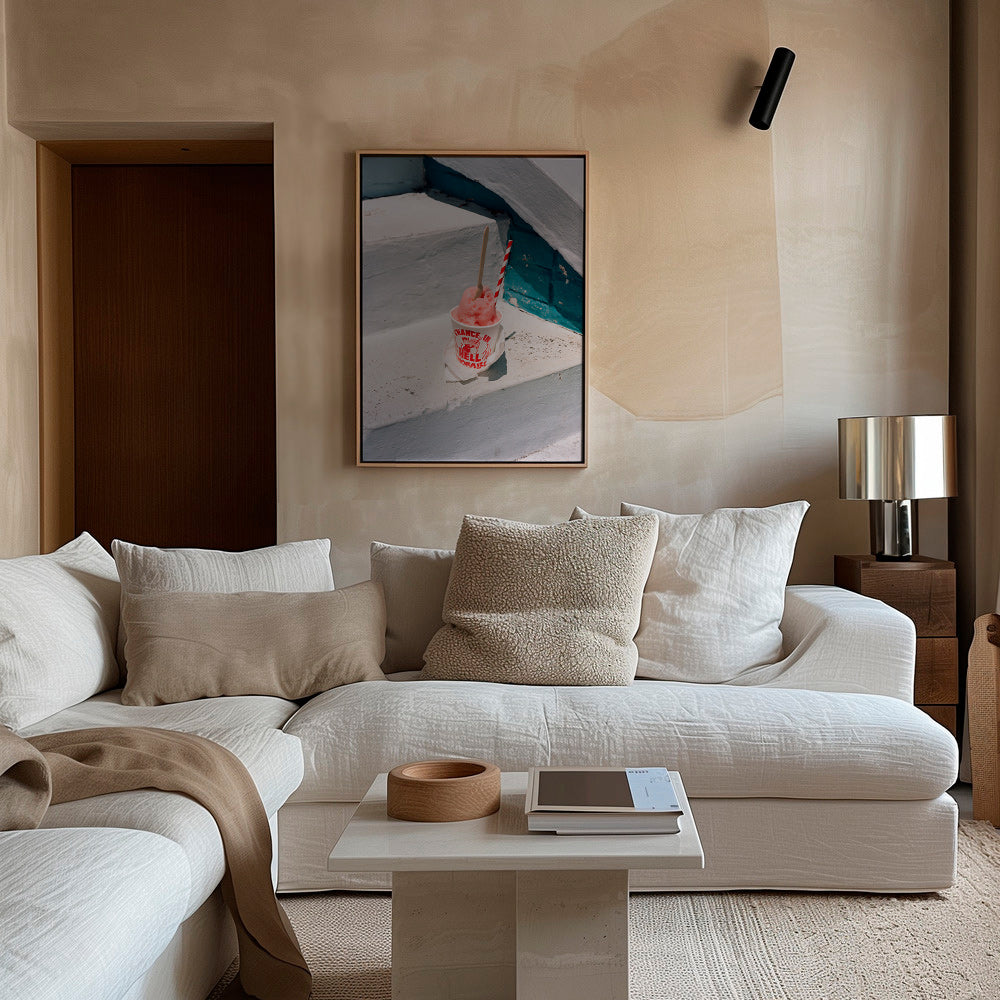 Køkkenkunst: lyserød sorbet på hvide trin – Canvas2