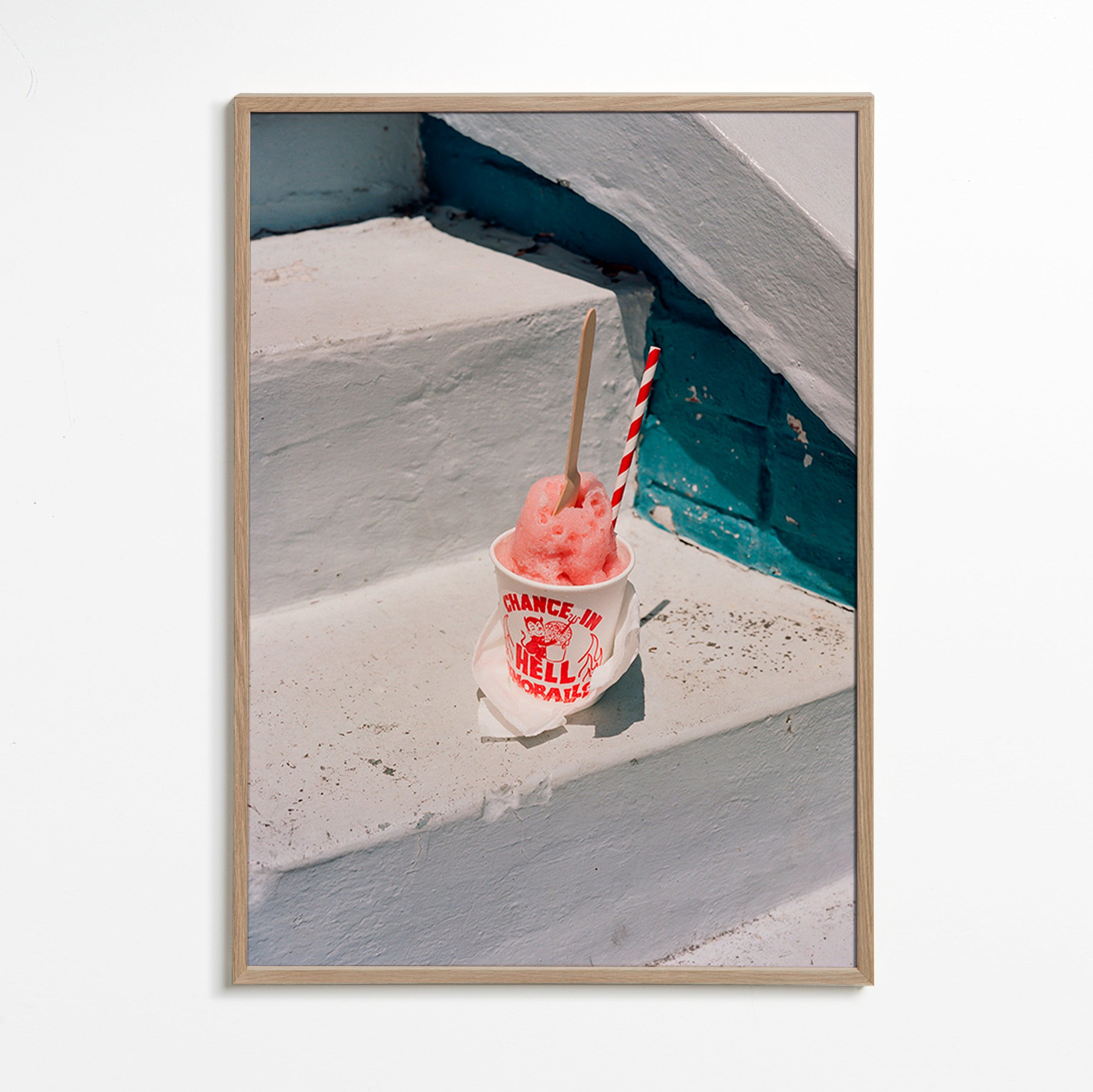 Køkkenkunst: lyserød sorbet på hvide trin – Oak Frame