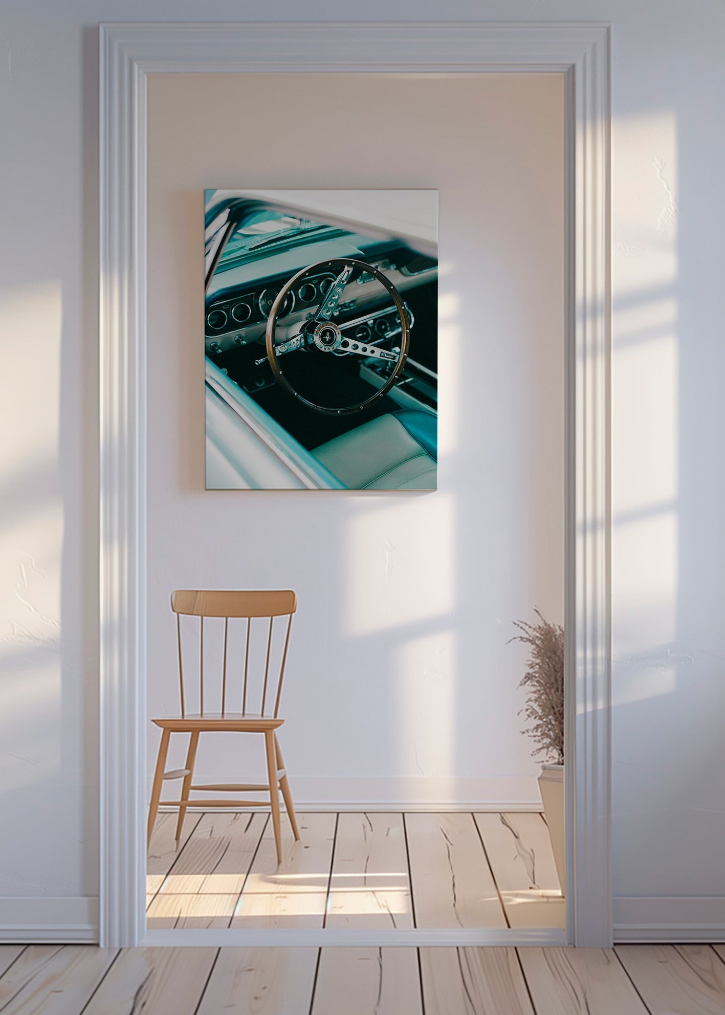 Vintage foto med klassisk rat i fokus – Canvas