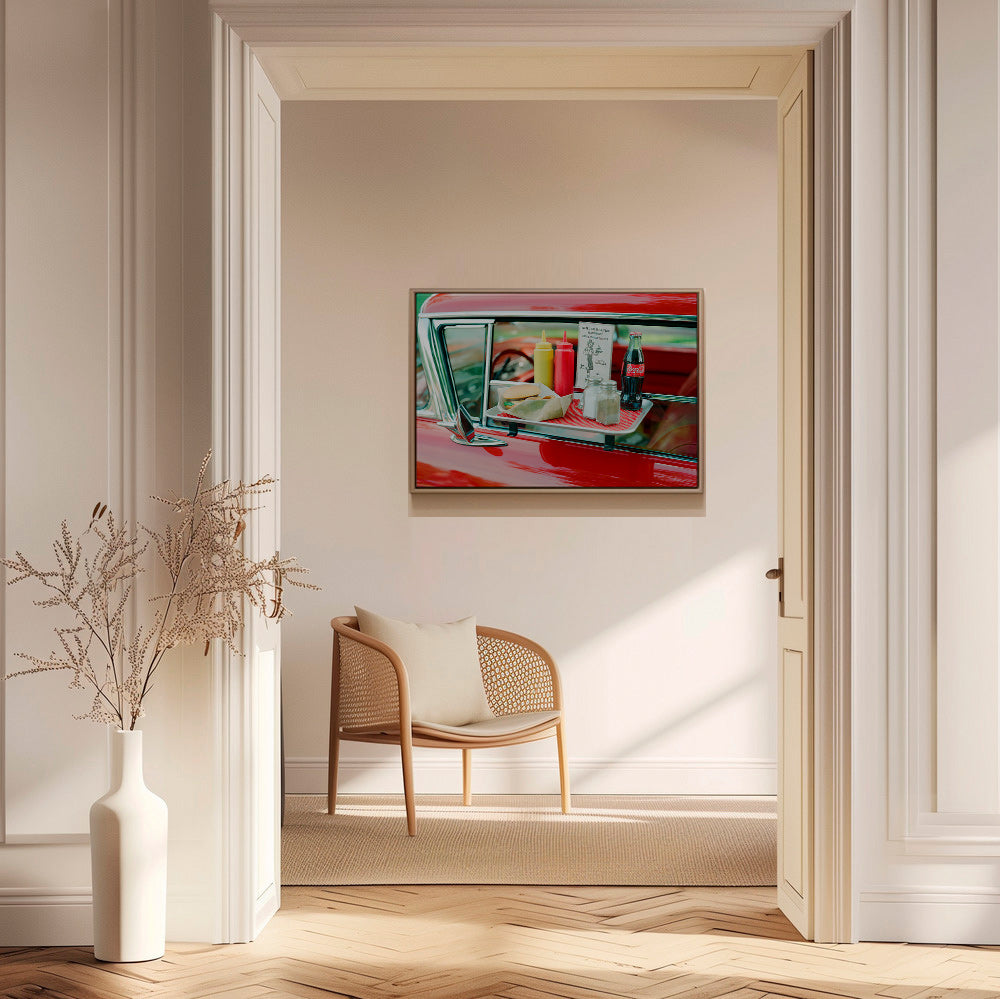 Vintage kunst klassisk bil med diner bakke – Canvas1