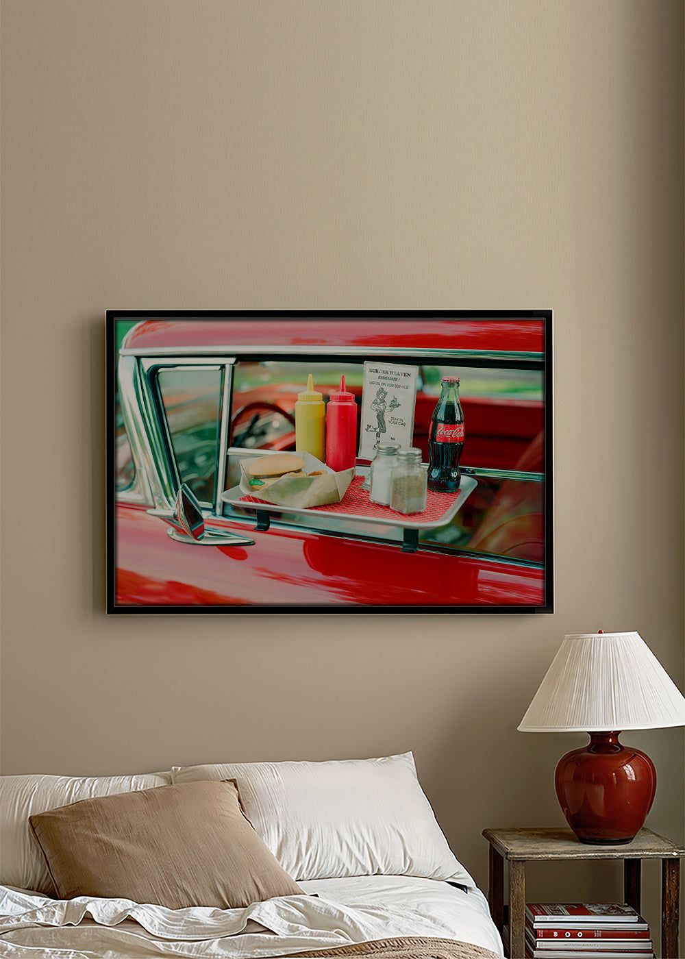 Vintage kunst klassisk bil med diner bakke – Canvas2