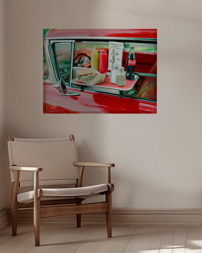 Vintage kunst klassisk bil med diner bakke – Canvas