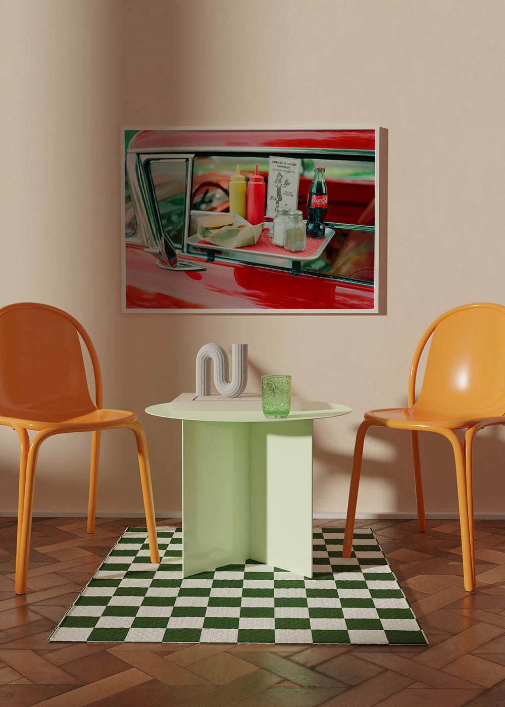 Vintage kunst klassisk bil med diner bakke – Product2