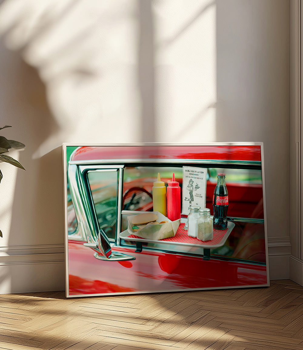 Vintage kunst klassisk bil med diner bakke – Product3