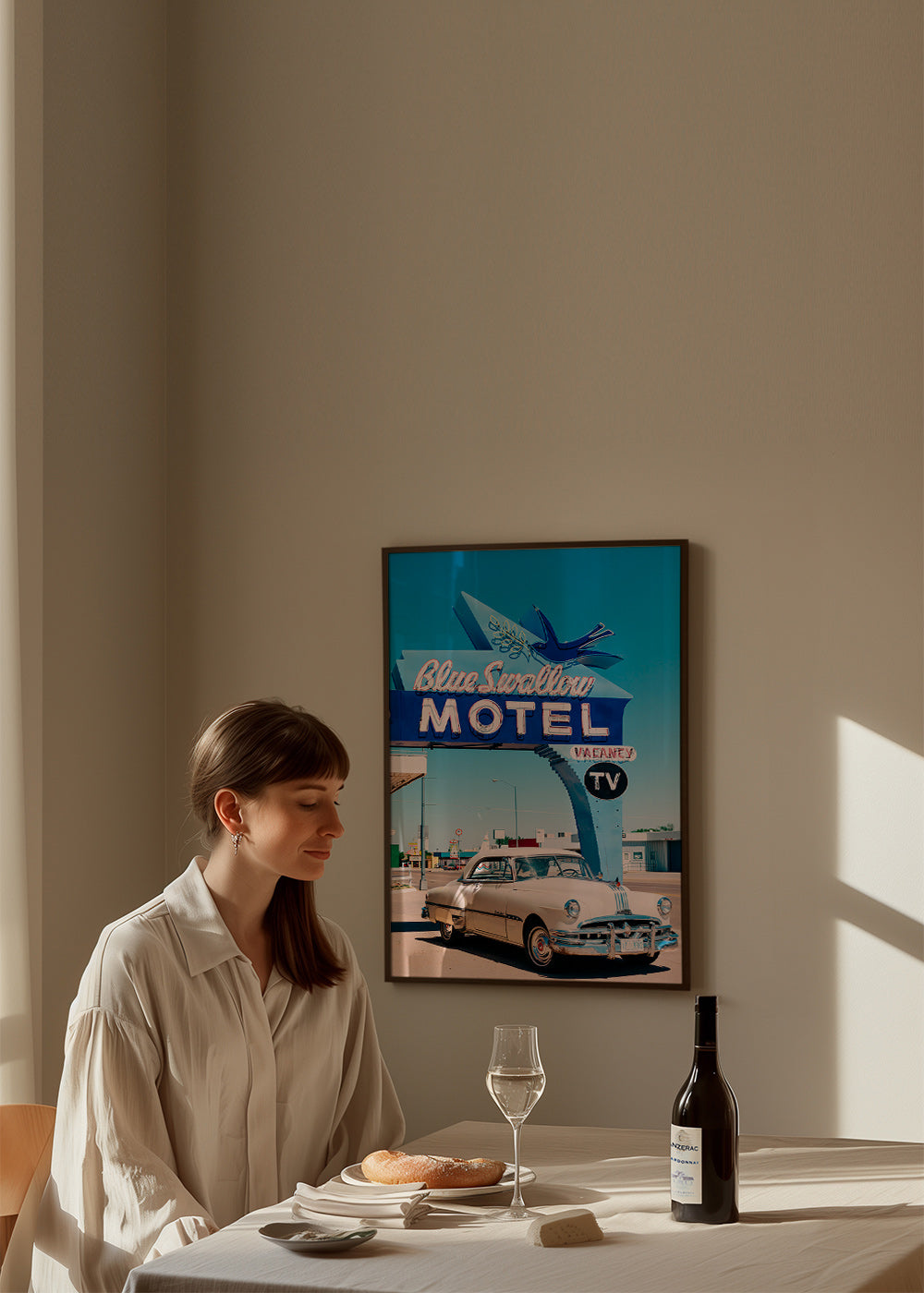 Vintage motel foto med klassisk bil – Product2