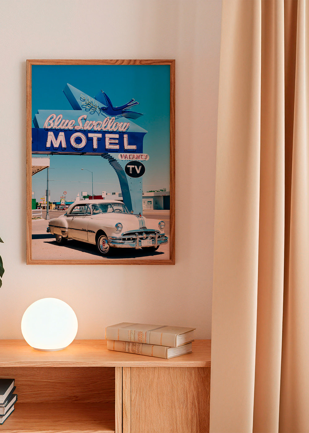 Vintage motel foto med klassisk bil – Product3