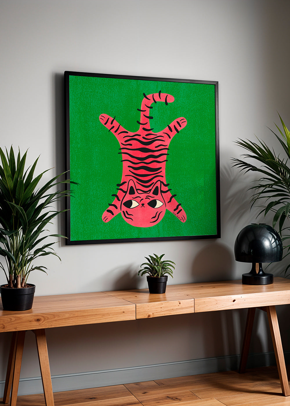 Rosa kat illustration med sorte striber – Product2