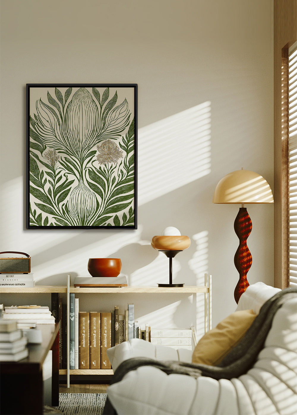 Botanisk plakat med grøn linjetegning – Canvas1