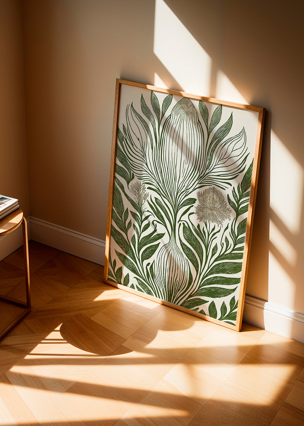 Botanisk plakat med grøn linjetegning – Product1