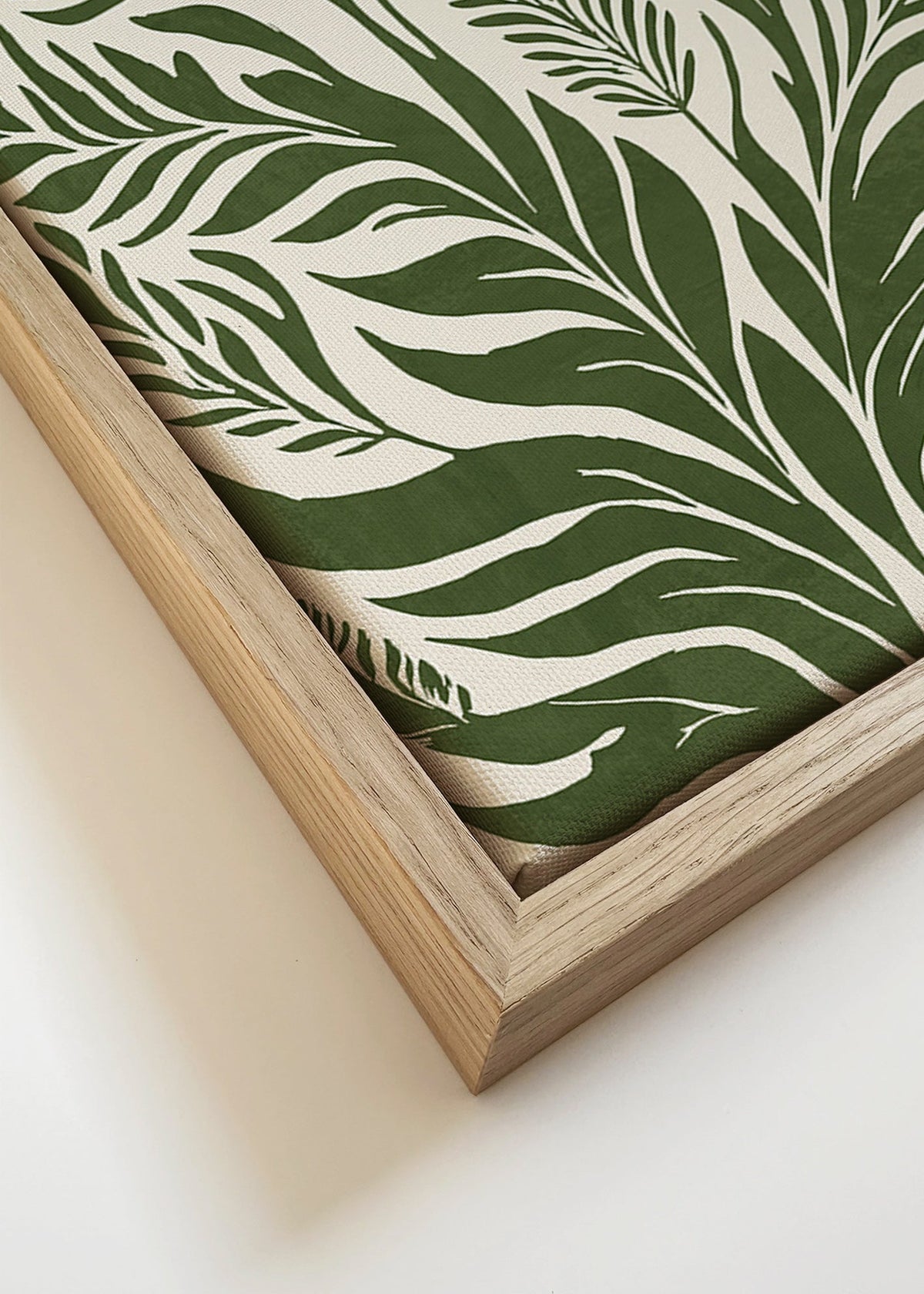 Botanisk plakat grønne blade på beige – Canvas detail