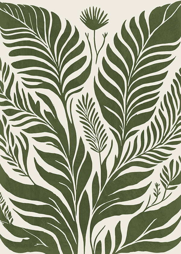 Botanisk plakat grønne blade på beige