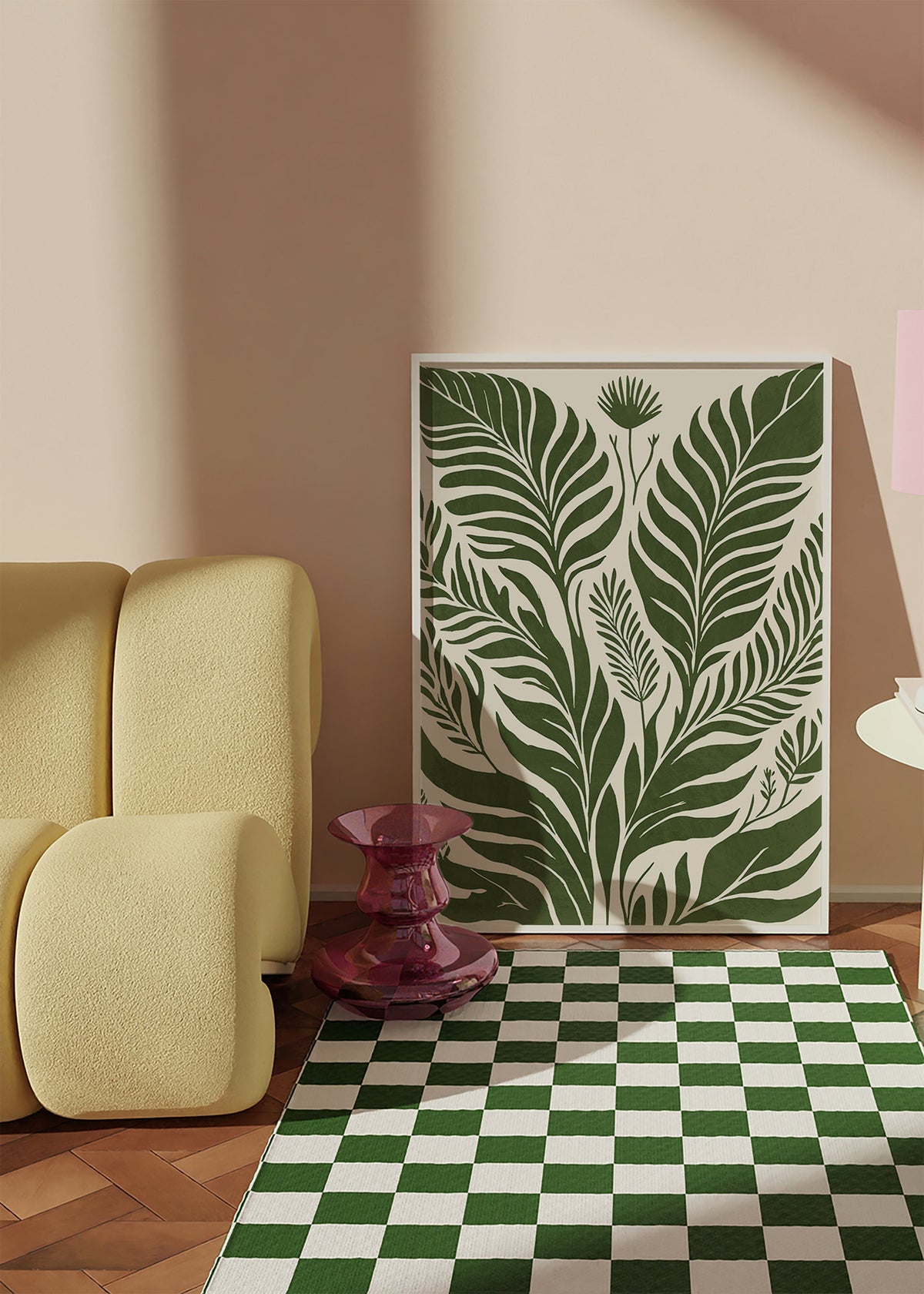 Botanisk plakat grønne blade på beige – Product1