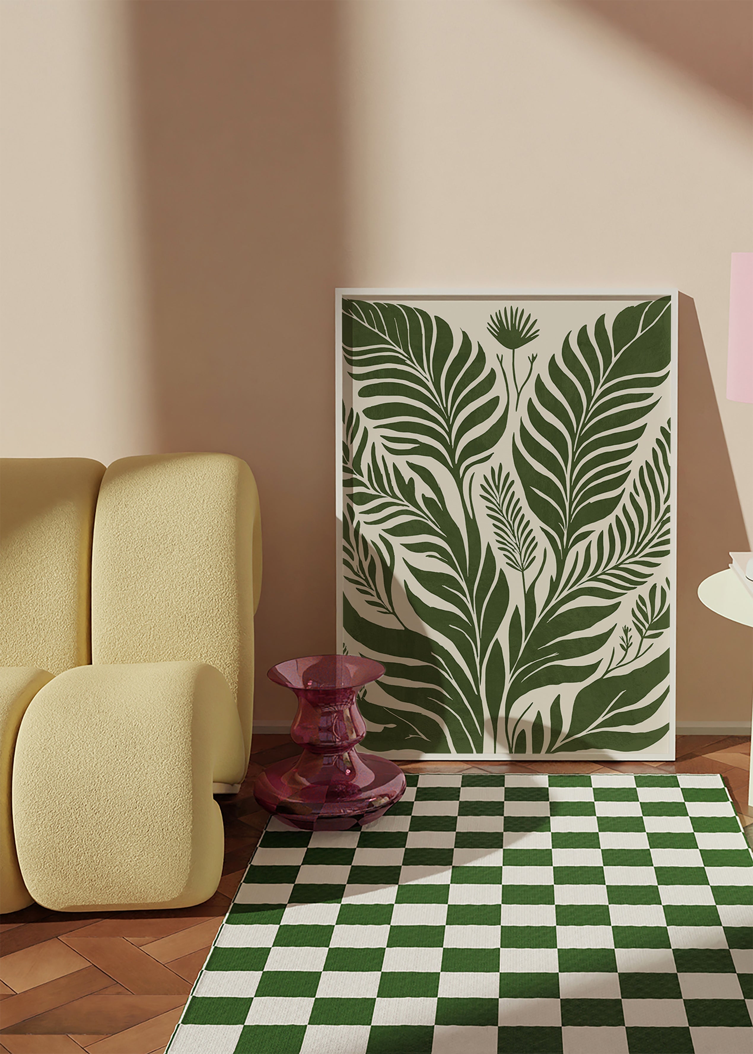 Botanisk plakat grønne blade på beige – Product1