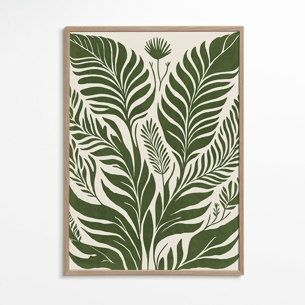 Botanisk plakat grønne blade på beige – Oak Frame