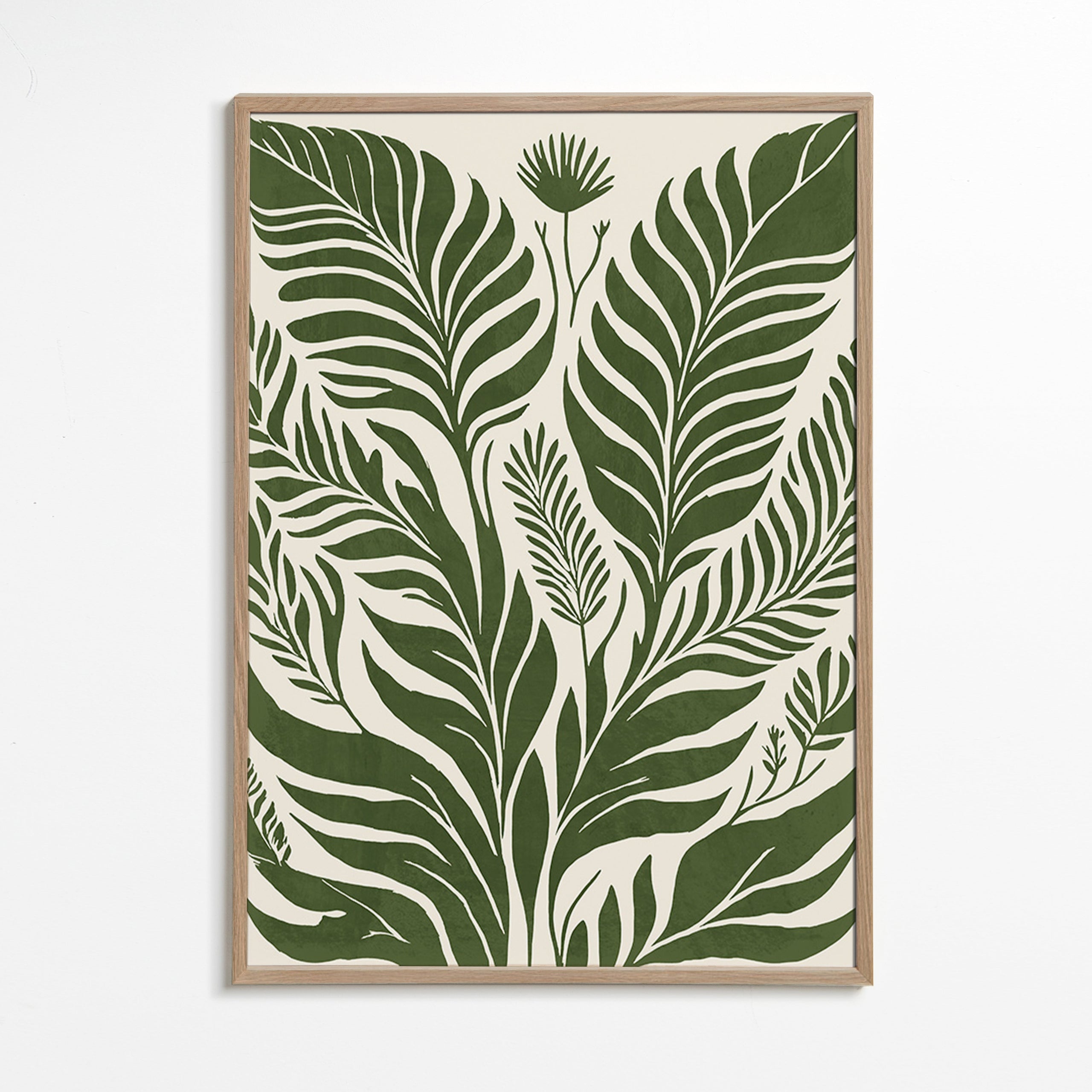 Botanisk plakat grønne blade på beige – Oak Frame