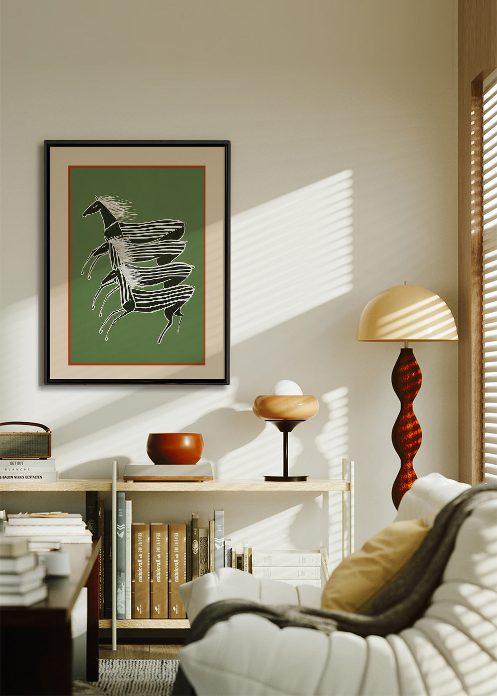 Stribede heste i lagdelt komposition – Canvas1