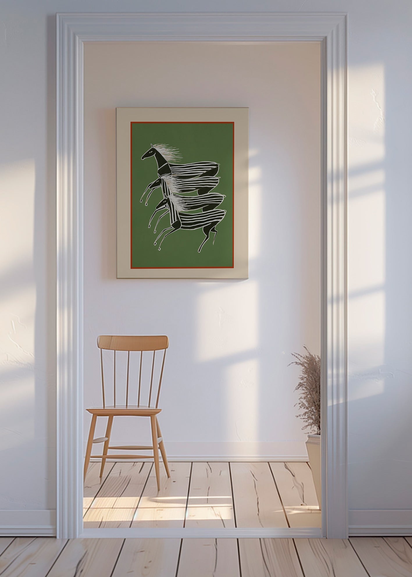 Stribede heste i lagdelt komposition – Canvas