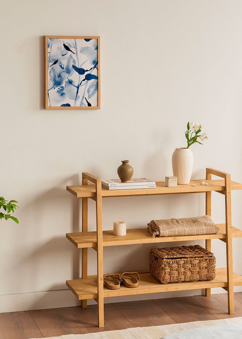 Botanisk akvarel i blåt med fugle – Product2