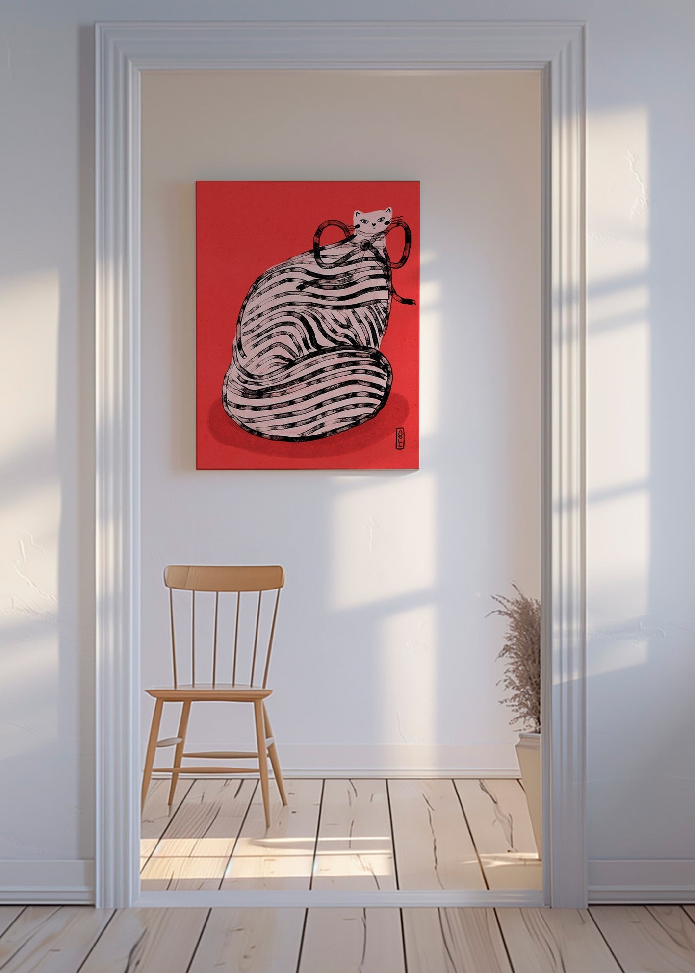 Plakat med stribet kat – Canvas