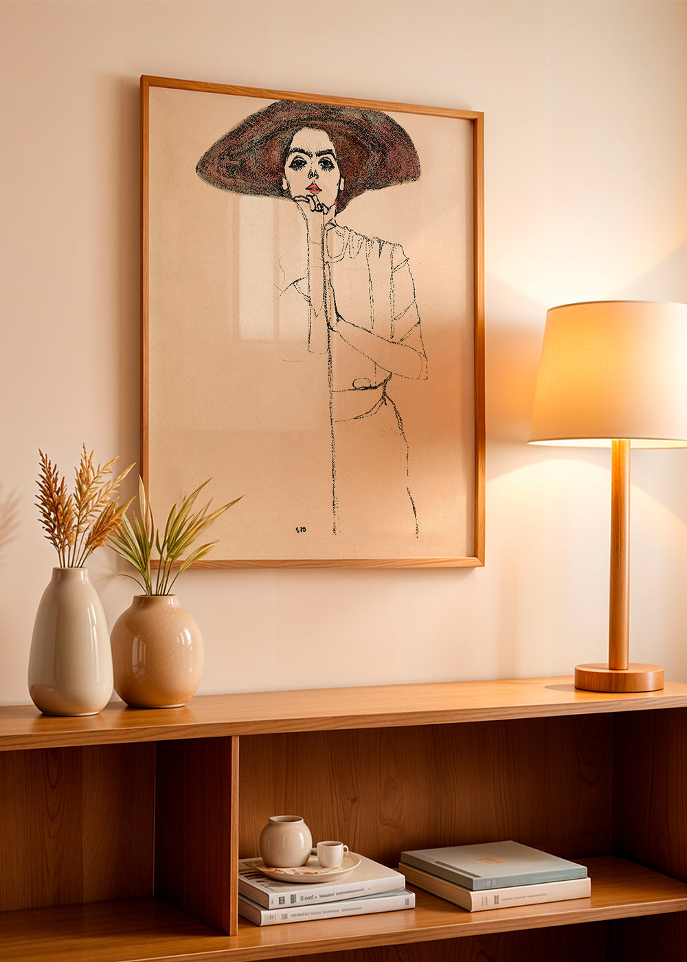 Illustration portræt med hat og udtryksfuld streg – Product1