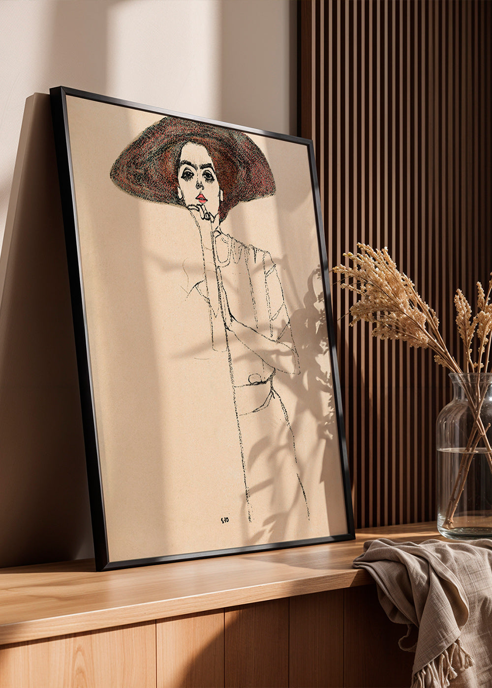 Illustration portræt med hat og udtryksfuld streg – Product2