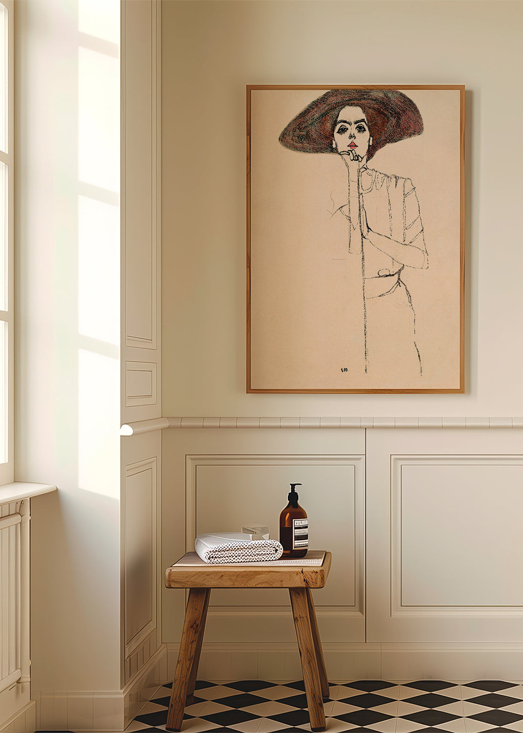 Illustration portræt med hat og udtryksfuld streg – Product3