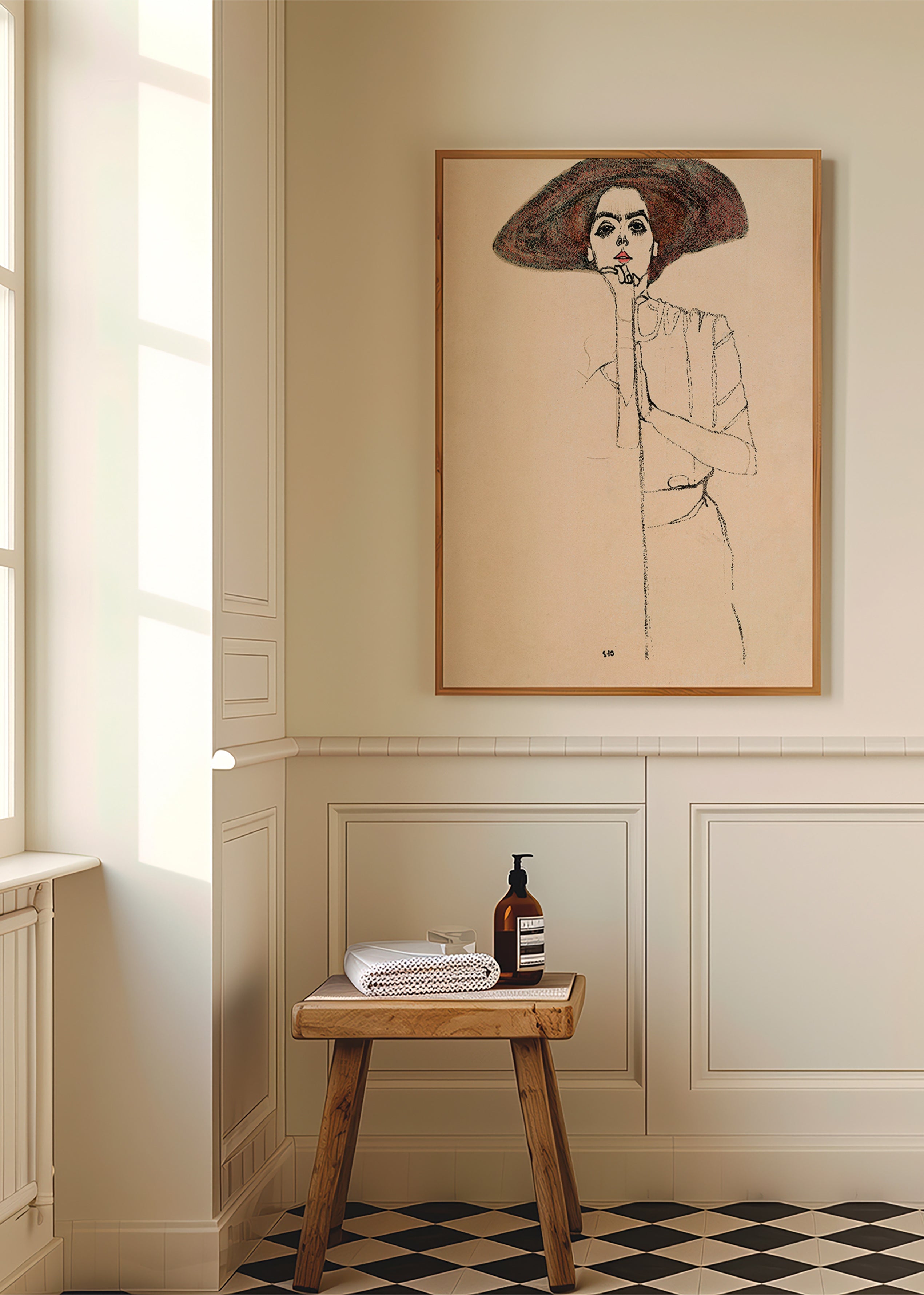 Illustration portræt med hat og udtryksfuld streg – Product3