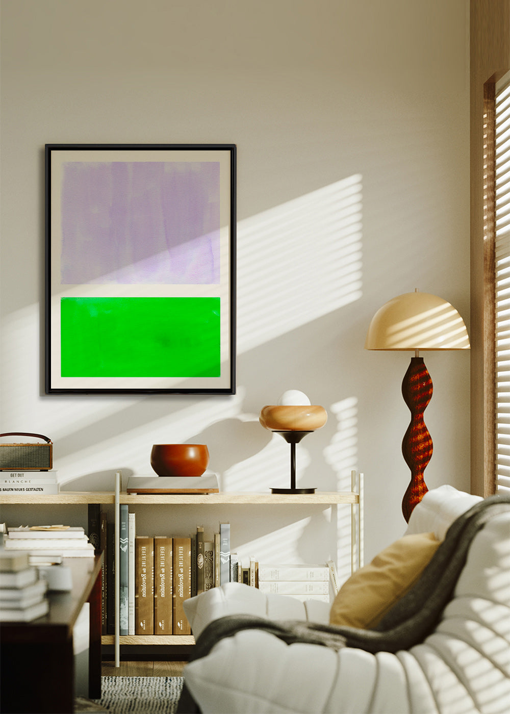 Abstrakt lavendel og grøn kunst – Canvas1