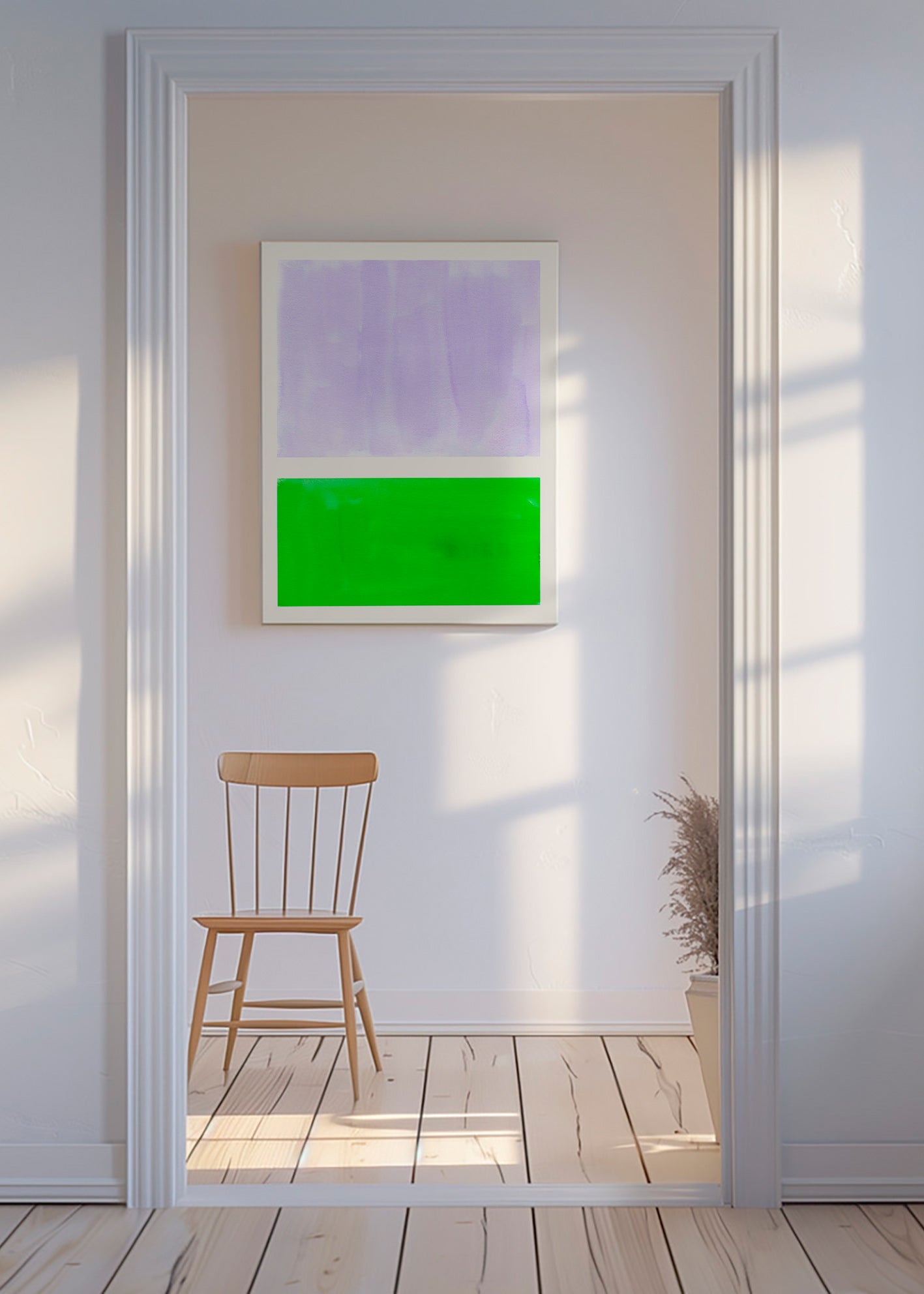 Abstrakt lavendel og grøn kunst – Canvas