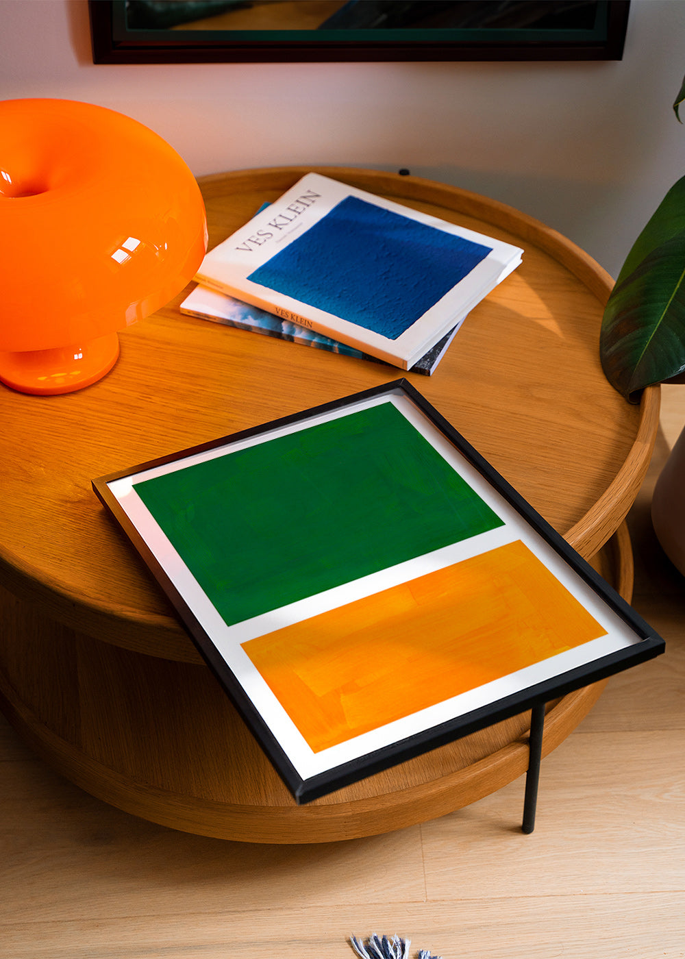 Abstrakt billede med grønne og orange felter – Product3