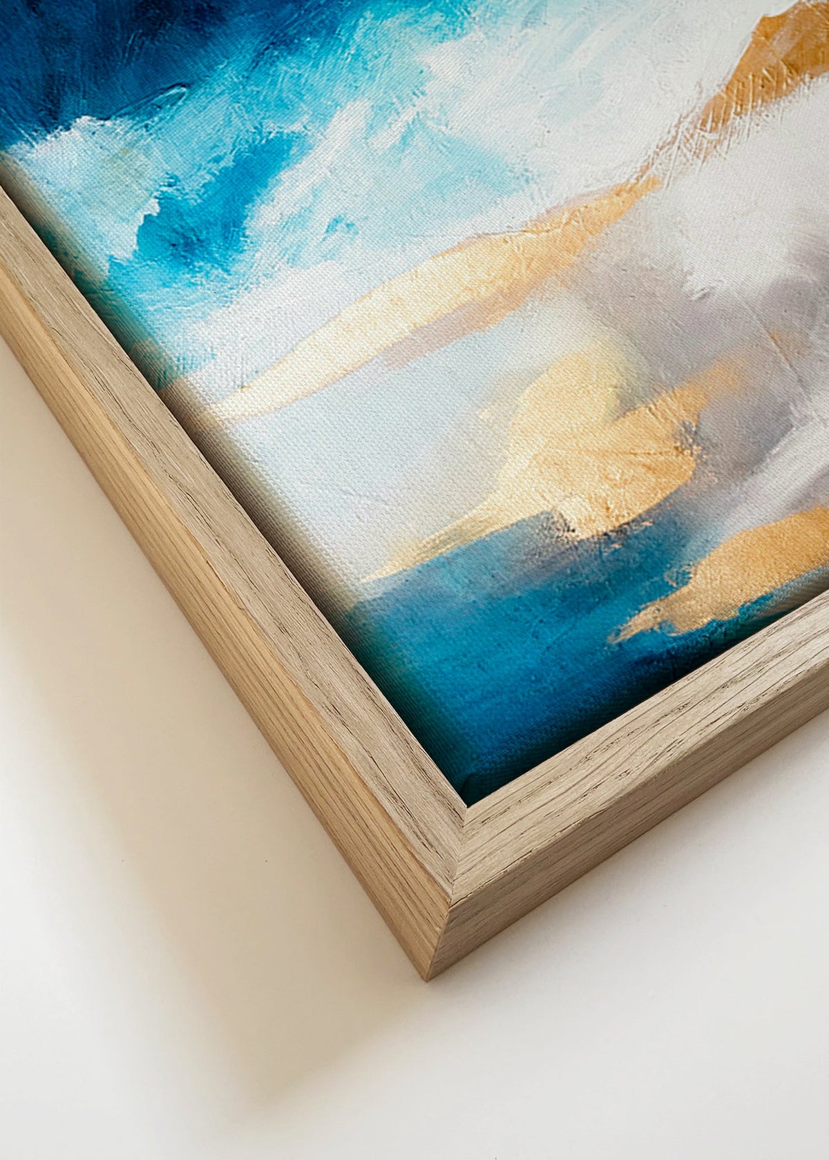 Abstrakt billede i blå og guld tekstur – Canvas detail