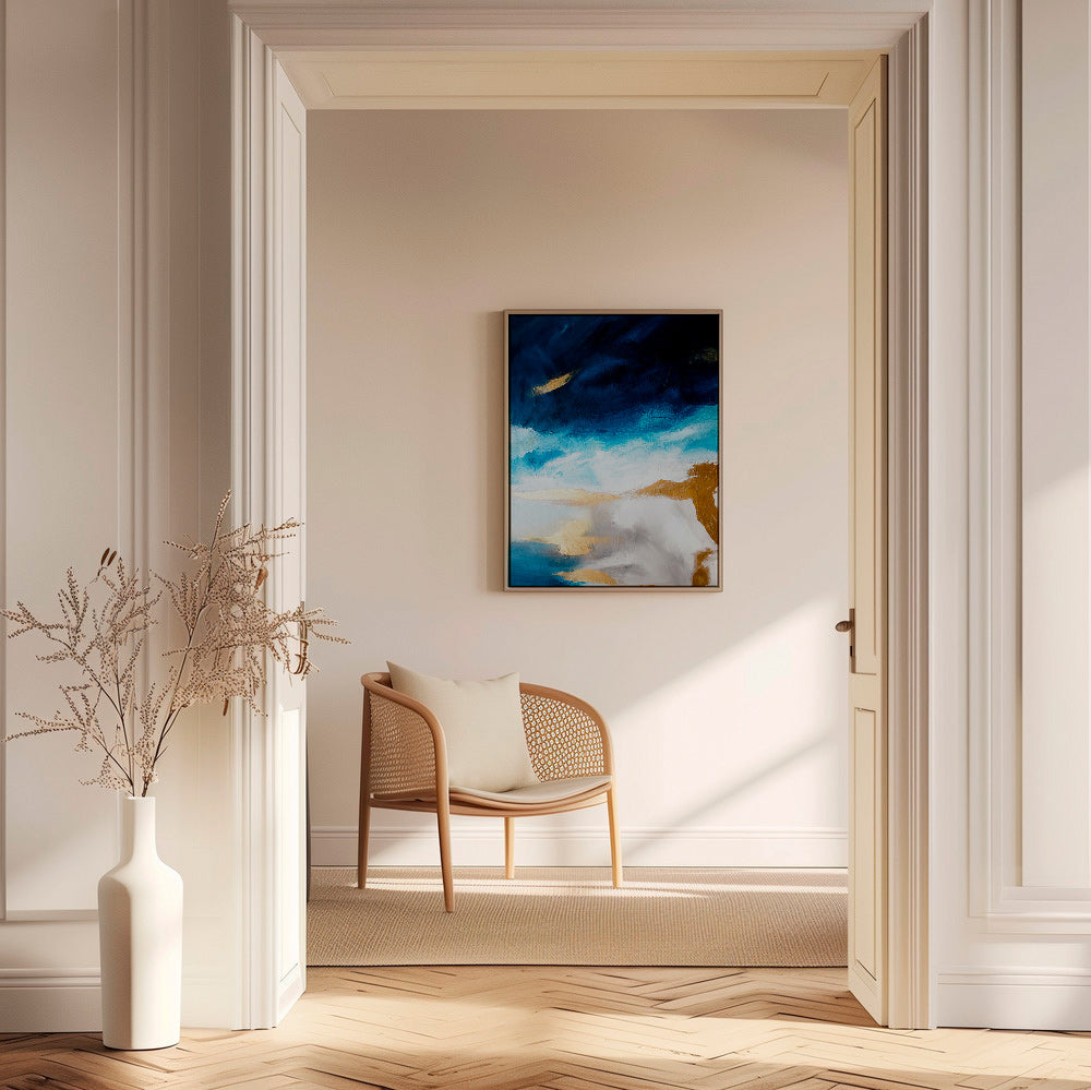Abstrakt billede i blå og guld tekstur – Canvas2