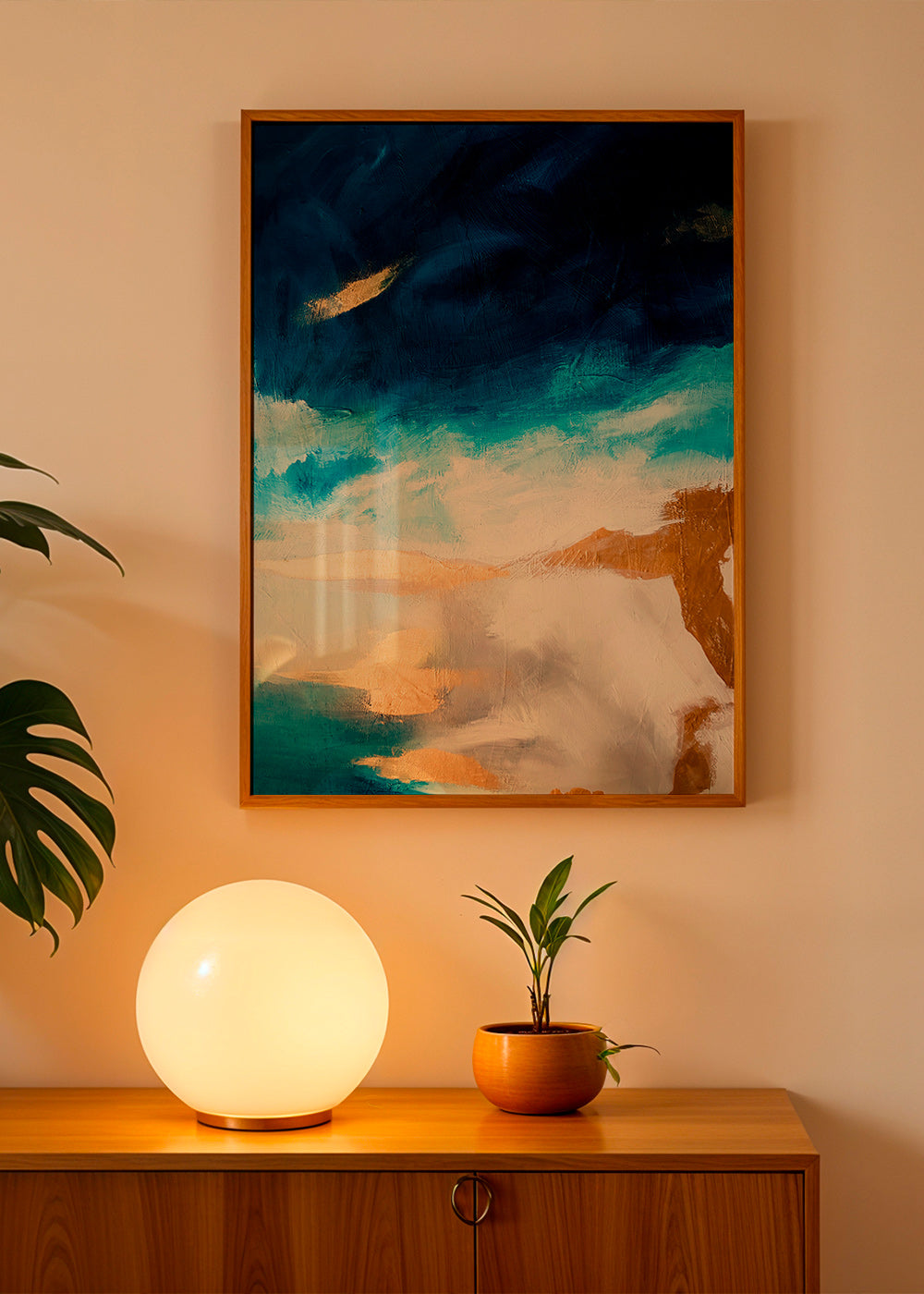 Abstrakt billede i blå og guld tekstur – Product1