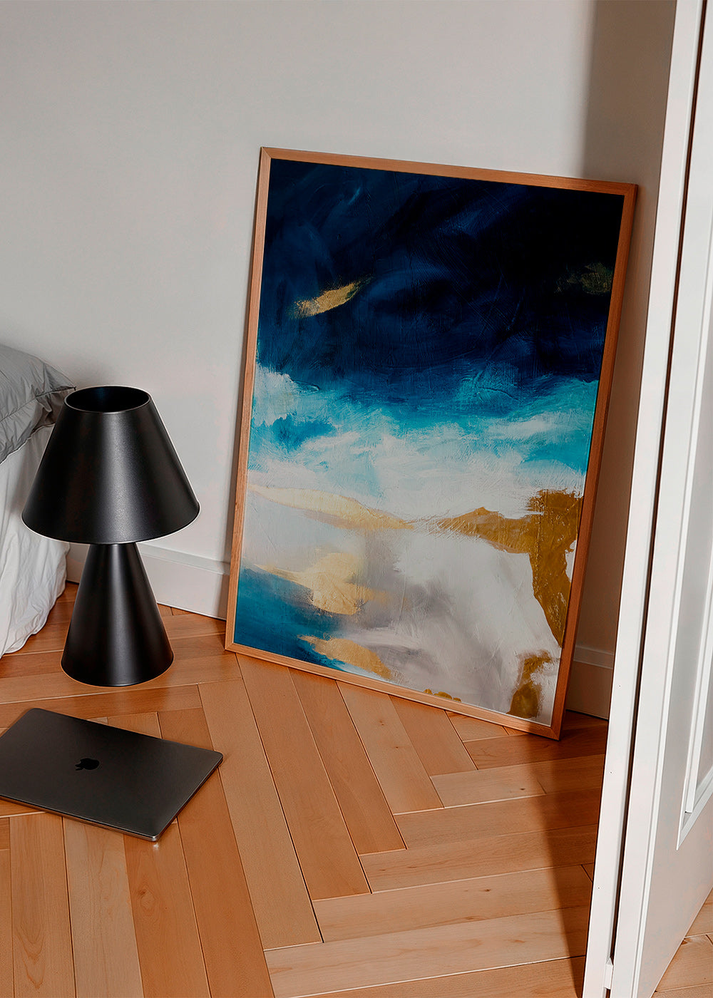 Abstrakt billede i blå og guld tekstur – Product3