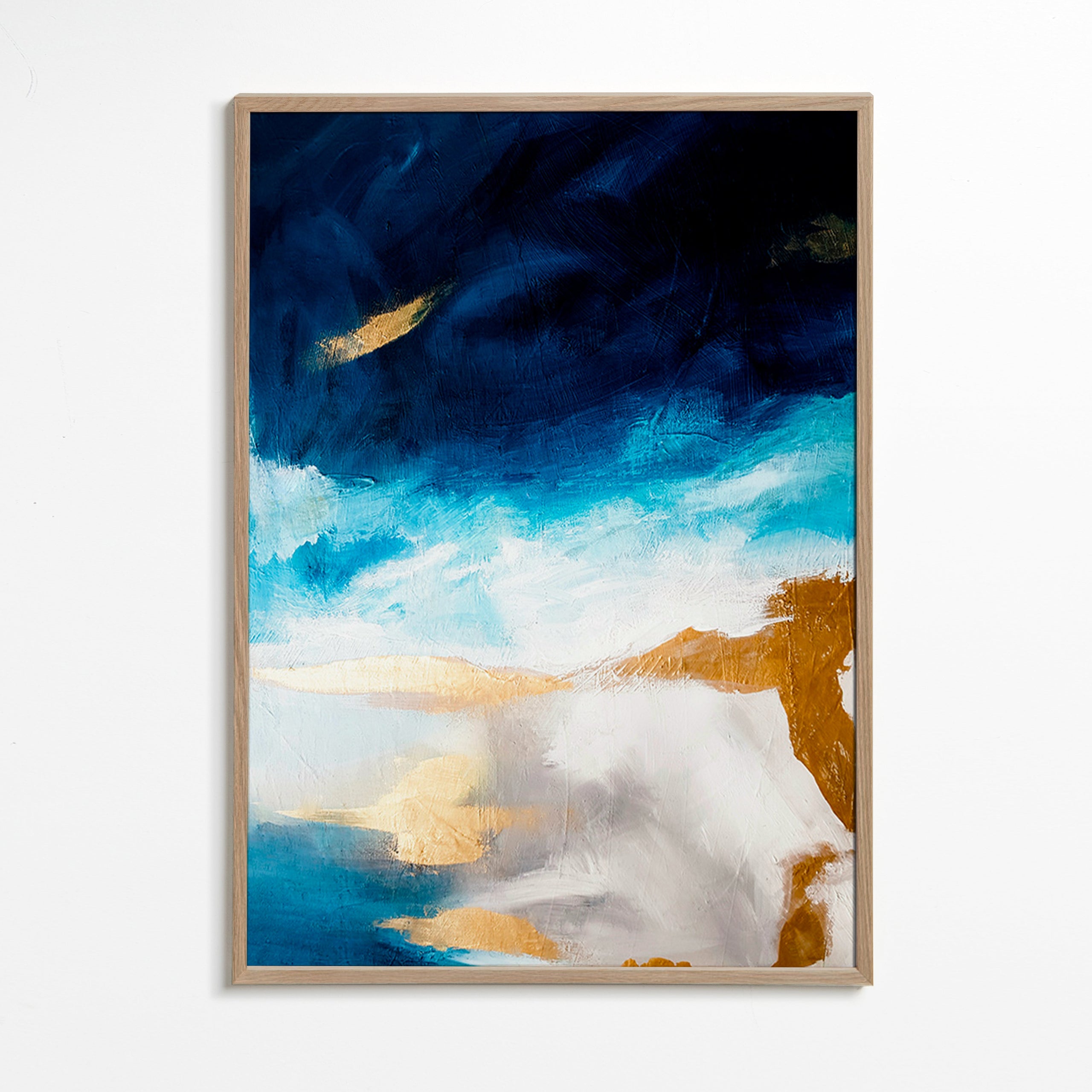 Abstrakt billede i blå og guld tekstur – Oak Frame