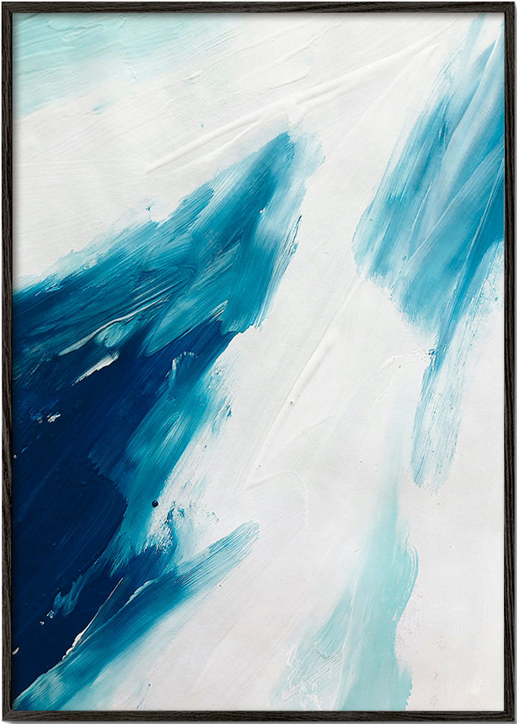 Abstrakt værk blå penselstrøg – Black Frame