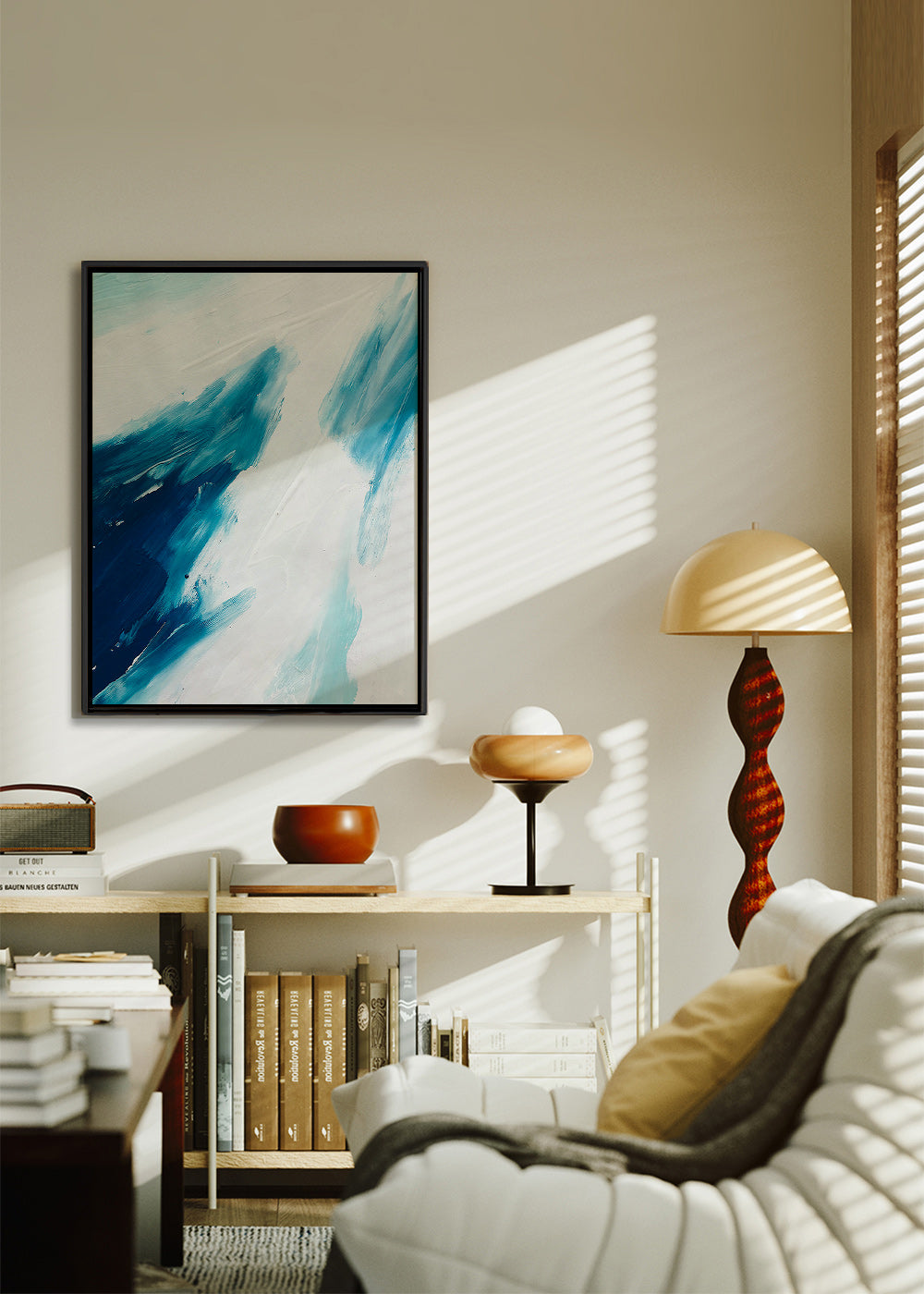 Abstrakt værk blå penselstrøg – Canvas2