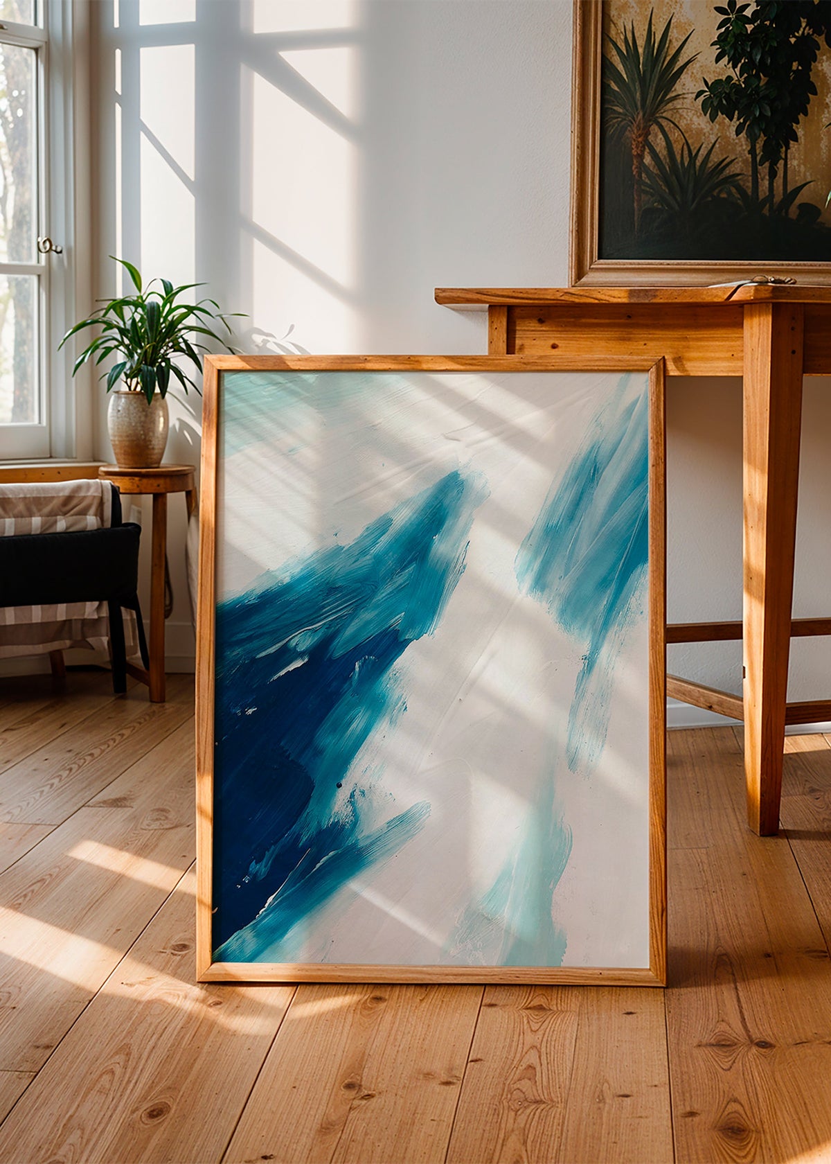 Abstrakt værk blå penselstrøg – Product1