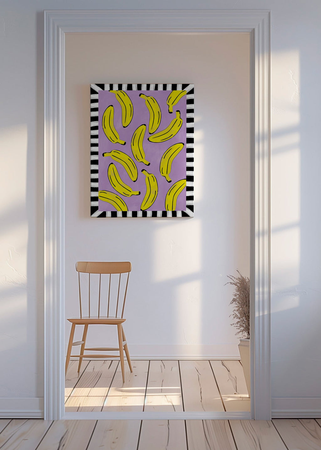 Køkkenkunst med gule bananer – Canvas